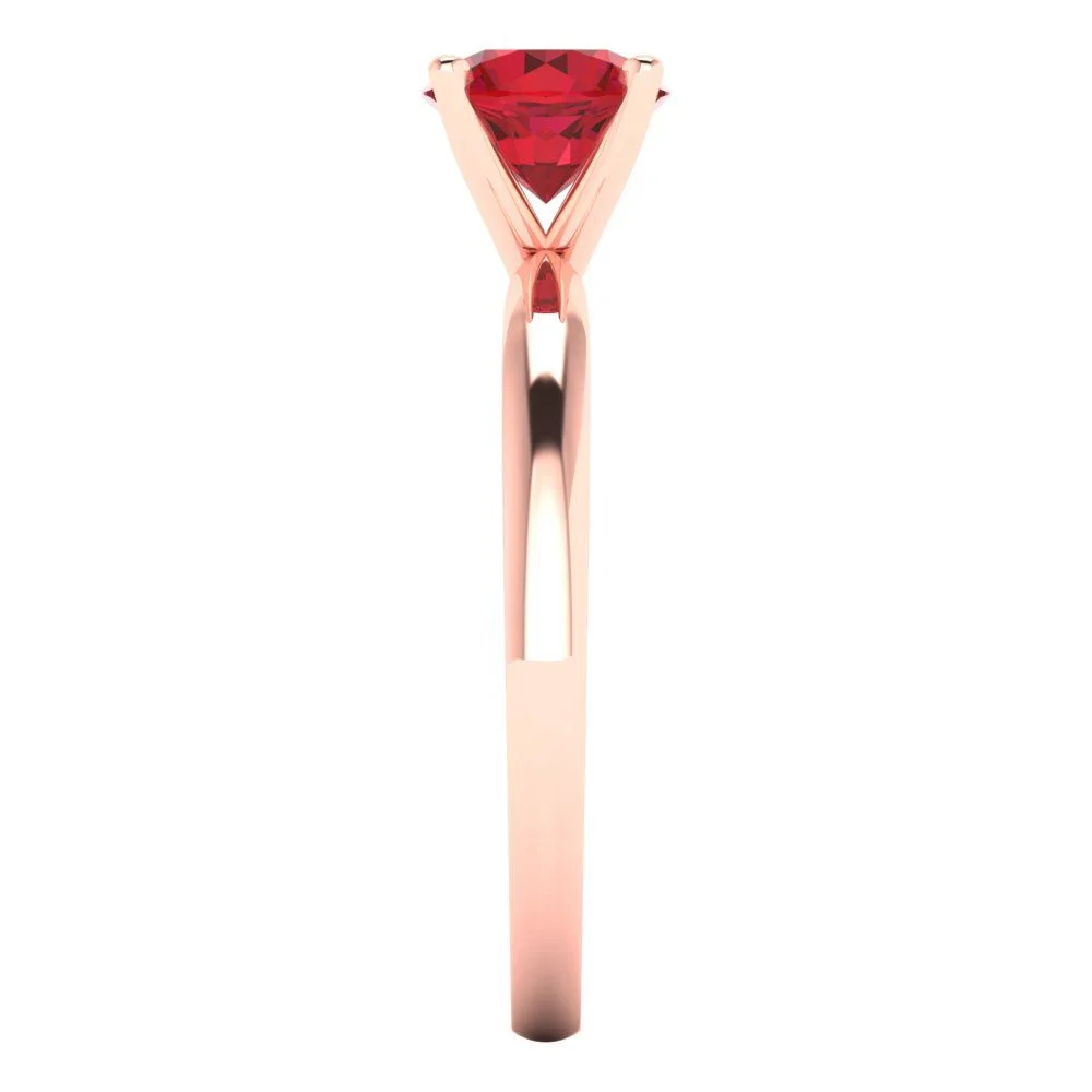 1.0 ct Brilliant Round Cut Clear Simulated Diamond 18K Rose Gold Solitaire Ring SZ 7