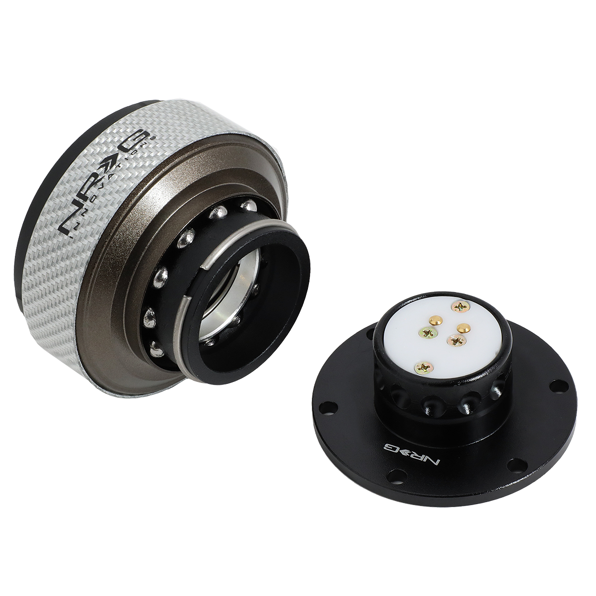 NRG Innovations NRG-SRK-200BK-SC NRG Innovations SRK-200BK-SC Steering Wheel Quick Release Adapter Gen 2.0 Black Body/Silver Carbon Fiber Ring