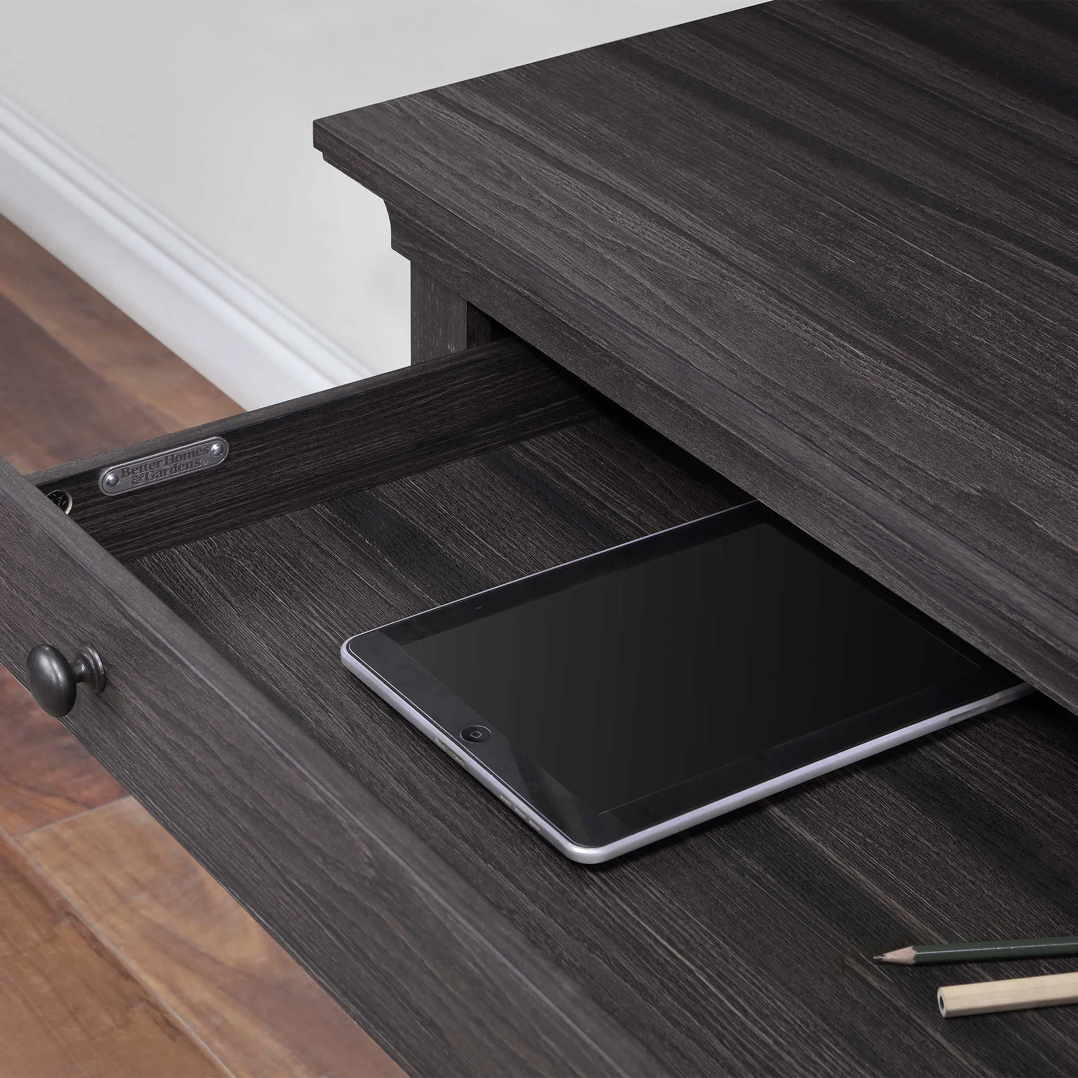 Better Homes & Gardens Canton Writing Desk with 2-Shelf Hutch, Tobacco Oak Finish