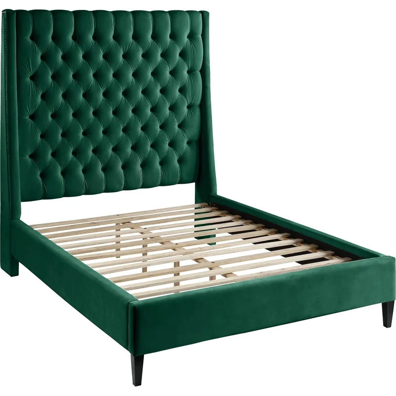 Meridian Furniture Fritz Green Velvet Queen Bed