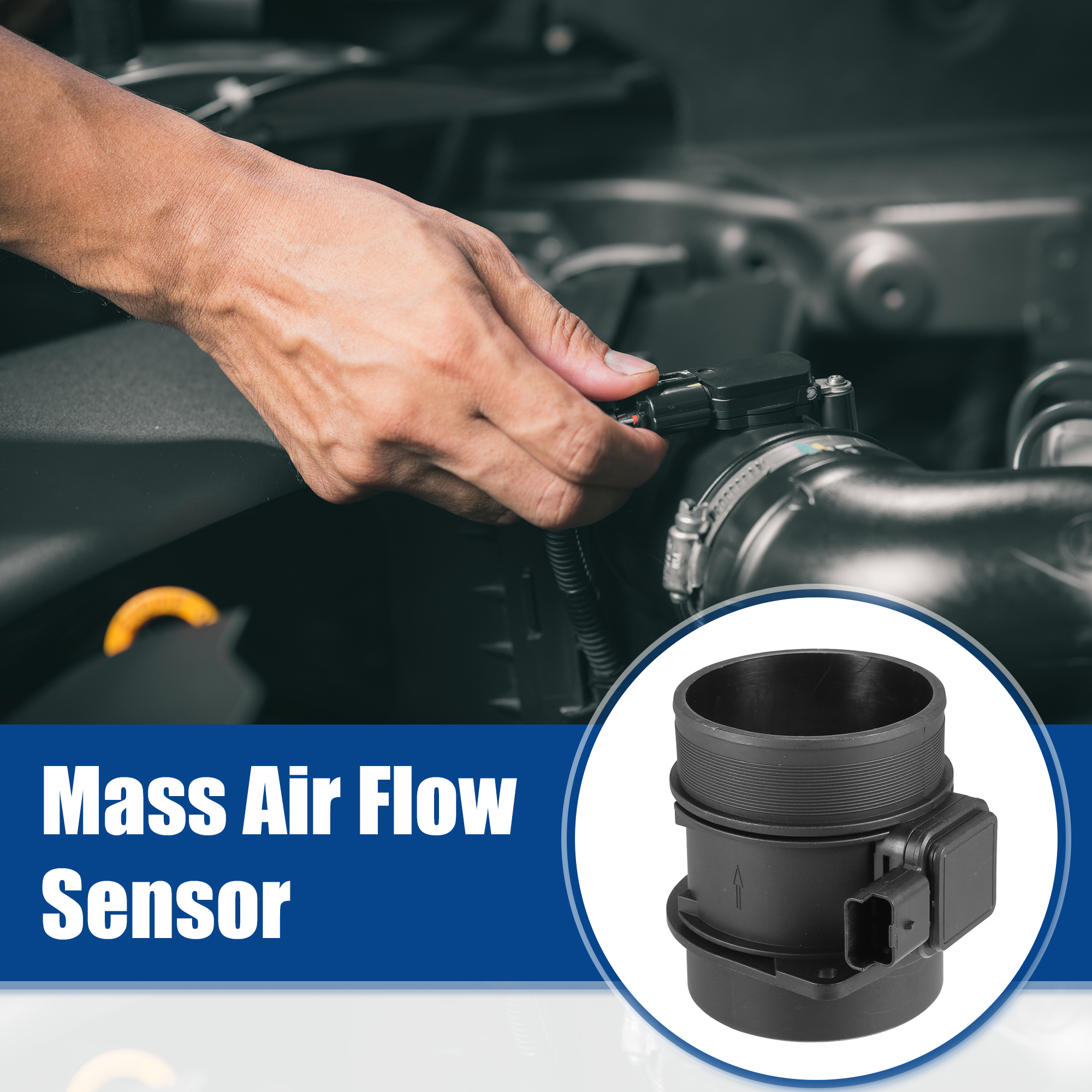 Car Mass Air Flow MAF Sensor Replacement Fit for Peugeot 307 308 407 No.9645948980 Black