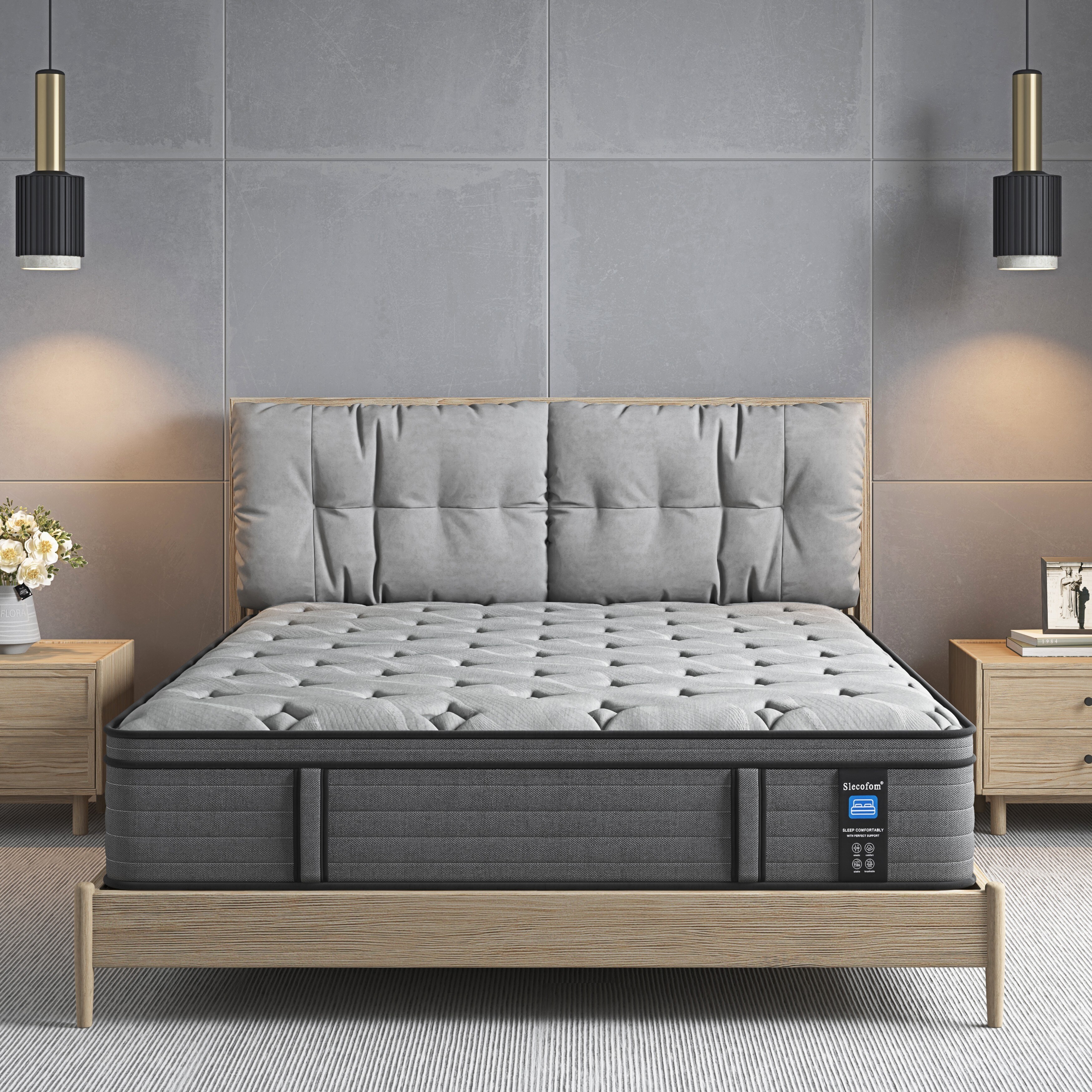 14-inch Hybrid Medium Euro Top Mattress, Pocket Spring Mattress in a Box King