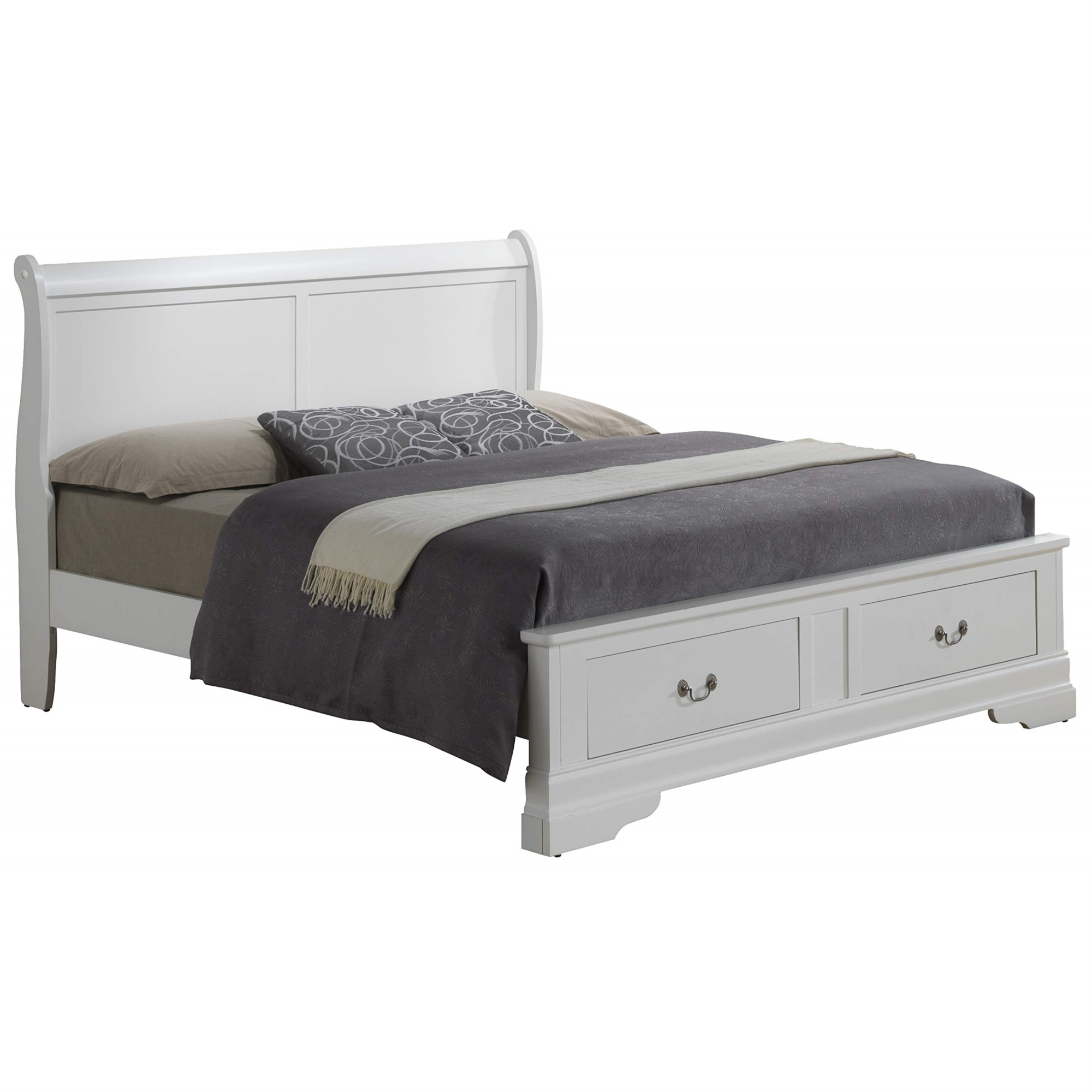 Glory Furniture Louis Phillipe Queen Storage Bed in White