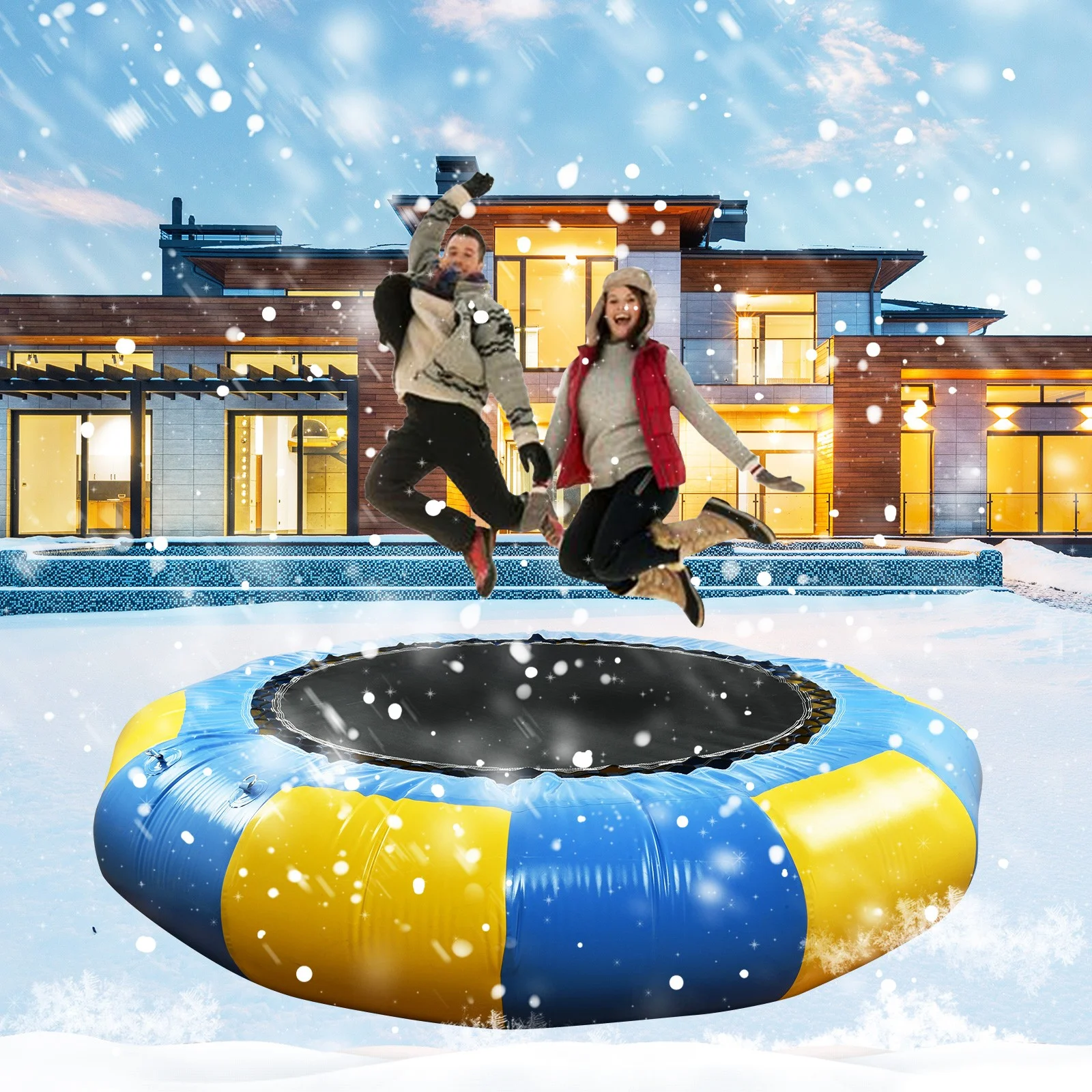 10Ft Inflatable Water Trampoline Bounce Swim Platform For Water Sports