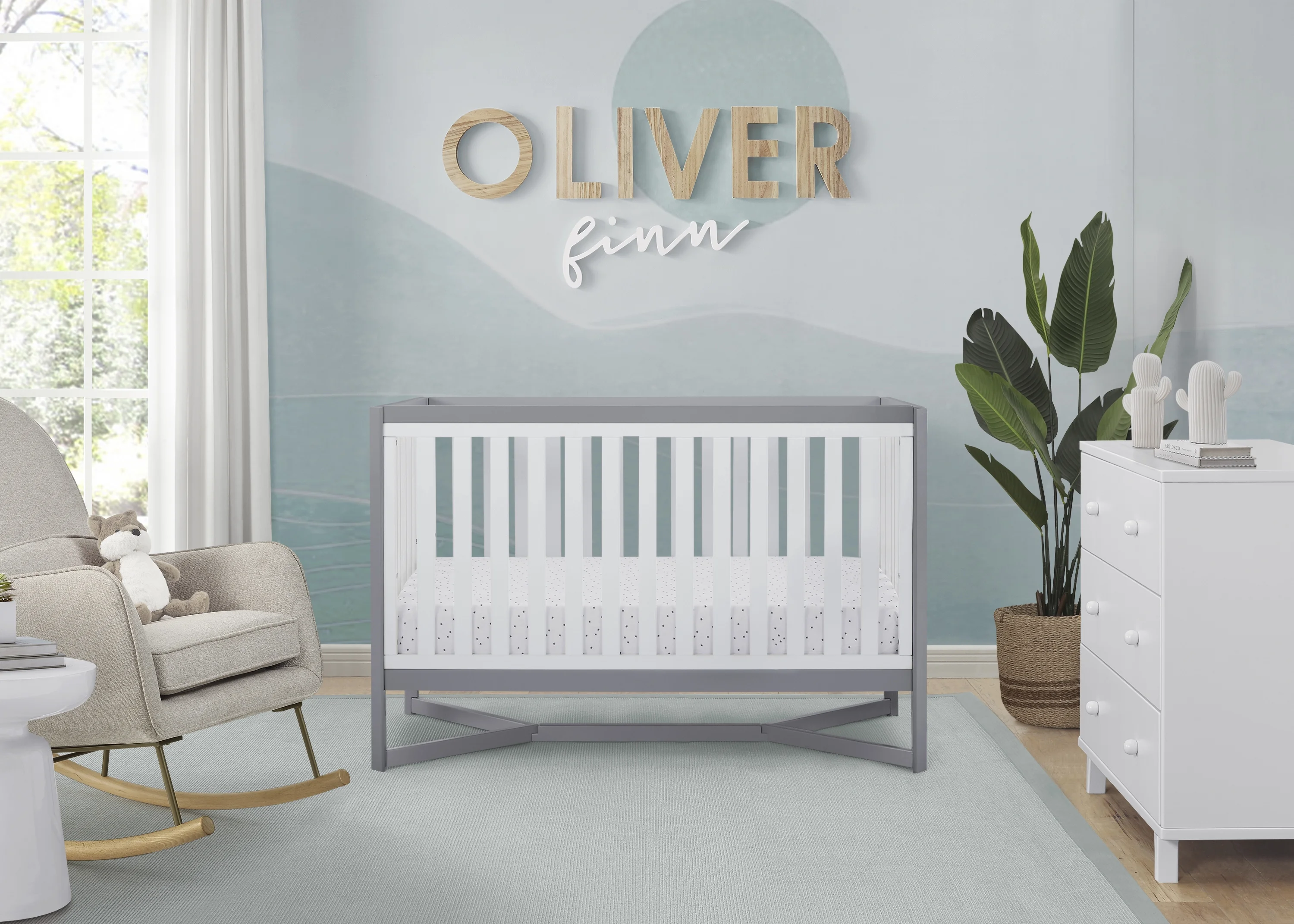 Delta Children Tribeca 4-in-1 Convertible Crib, Greenguard Gold Certified, White/Gray