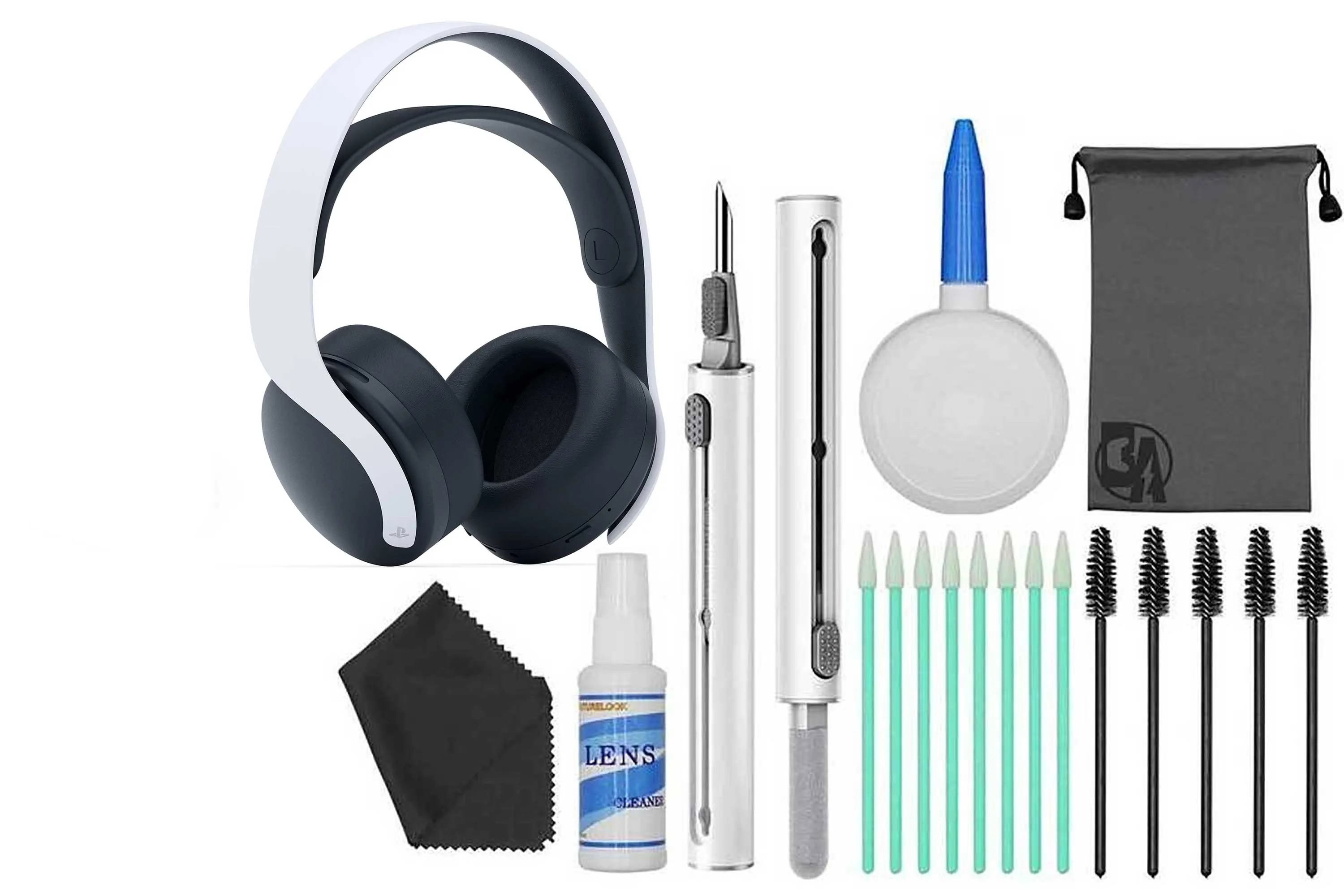 Play Station Pulse 3D Wireless White Headset with Cleaning Kit Like New