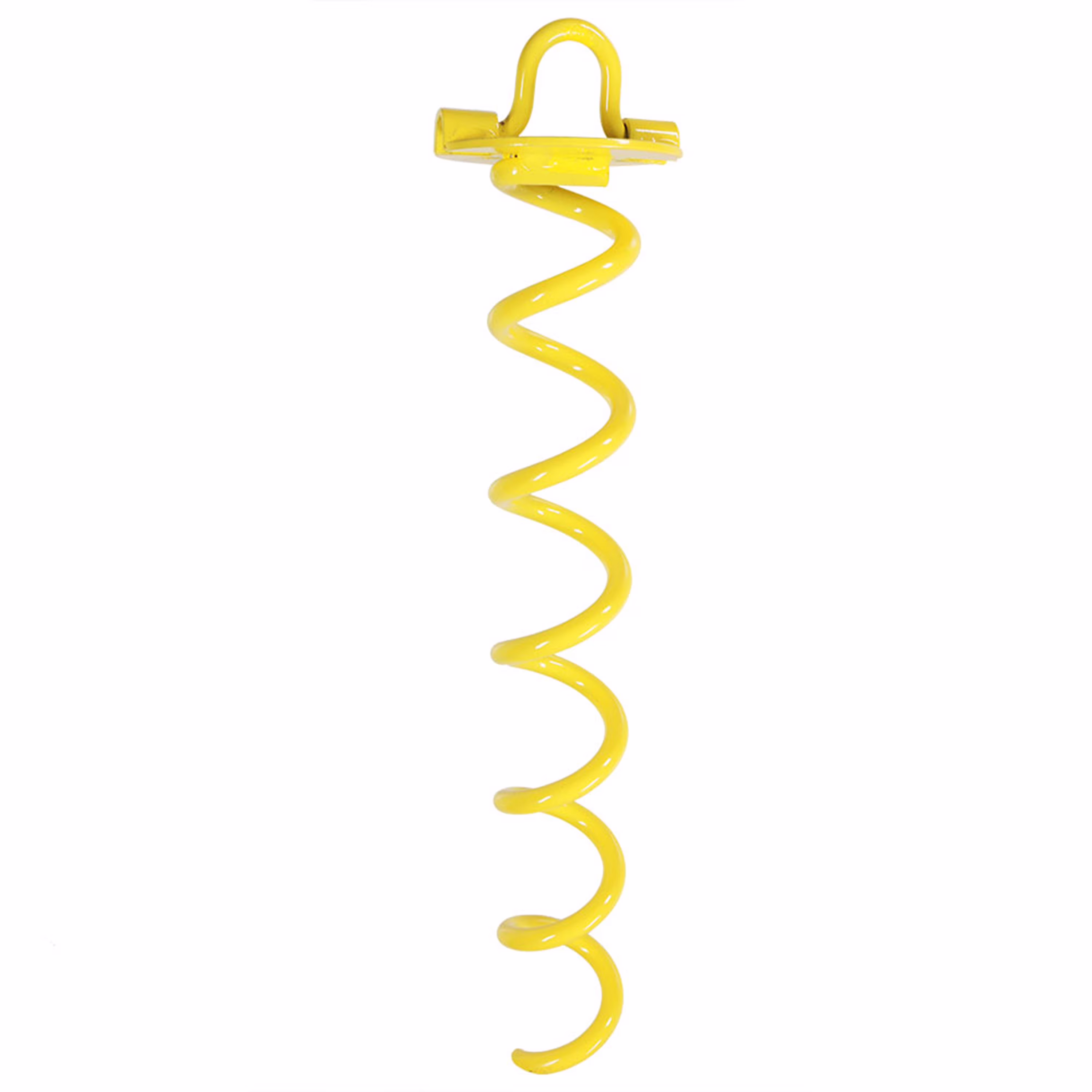 Sunnydaze Yellow Spiral Ground Anchor with Folding Ring - 16