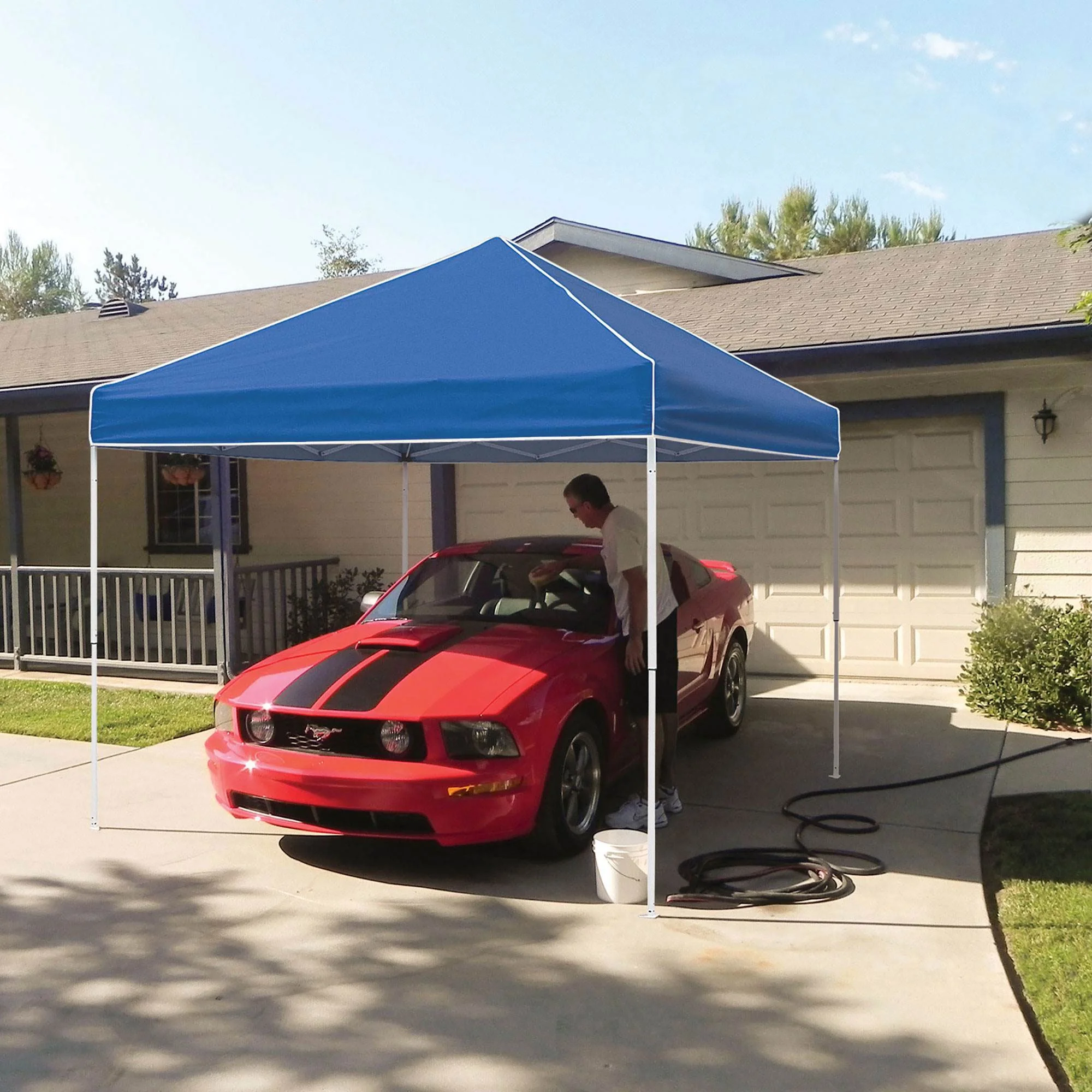 Z-Shade 10x10 Foot Everest Pop Up Shade Canopy w/ Taffeta Attachment, Blue