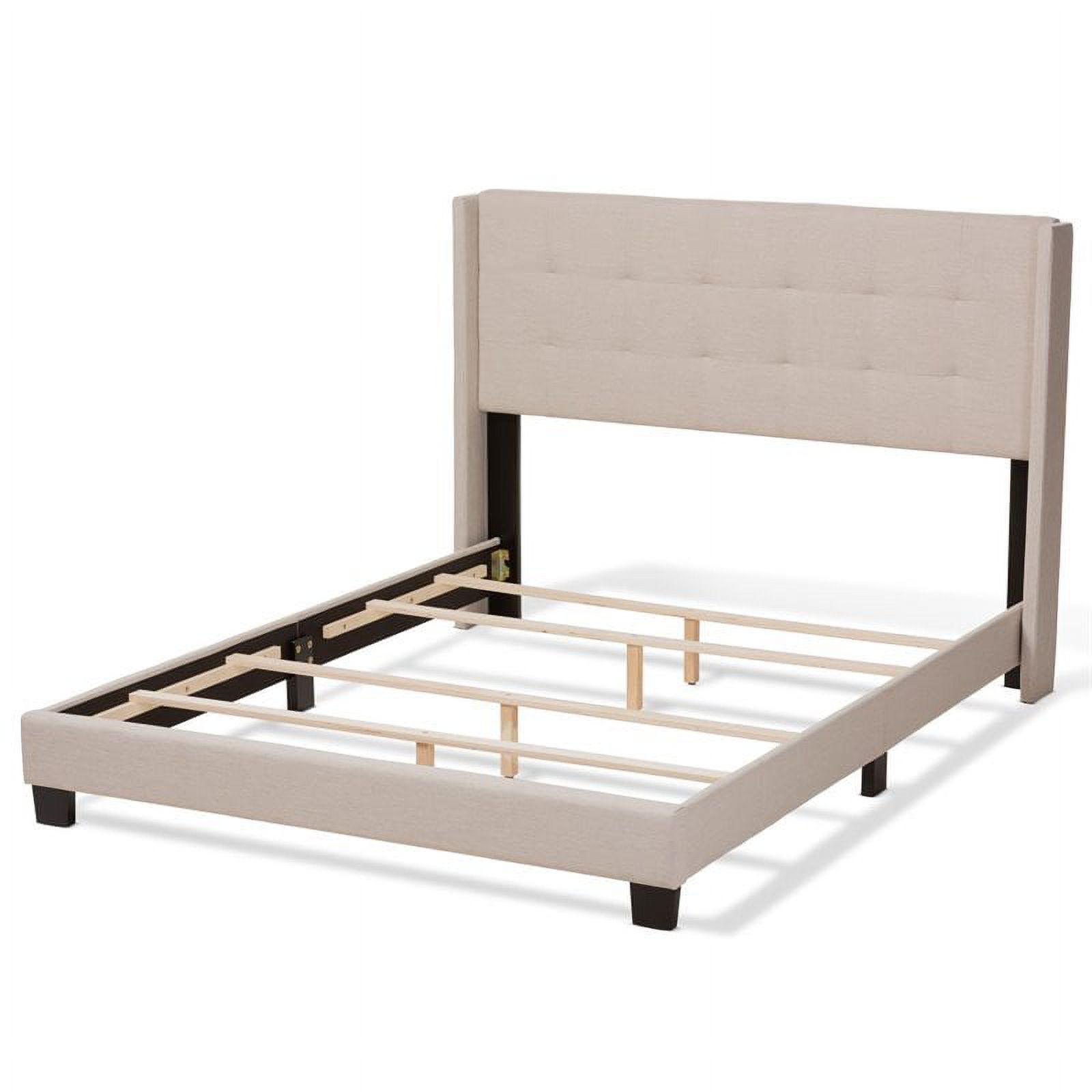 Bowery Hill Fabric Tufted Queen Bed in Beige