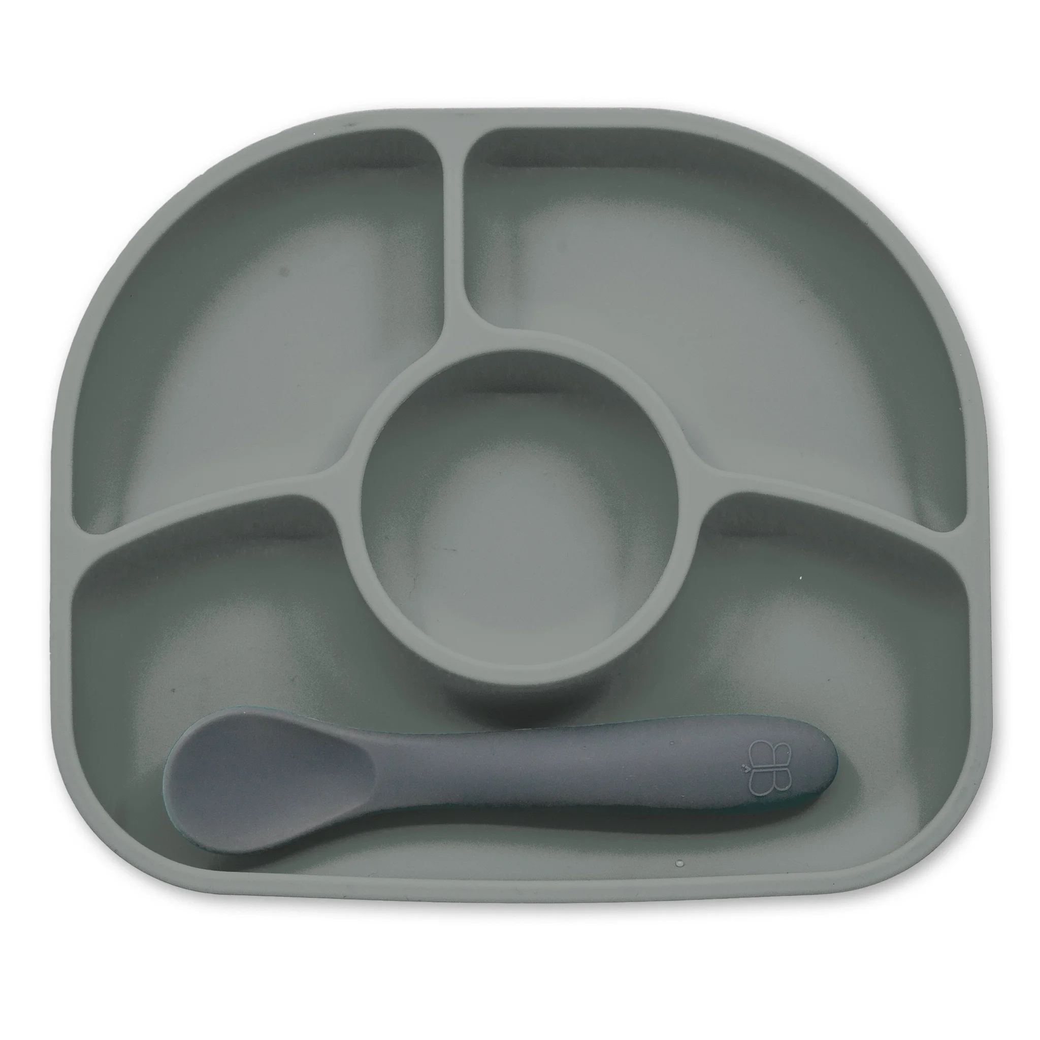 bblüv Yümi, Plate and Spoon Set, Silicone, Grey