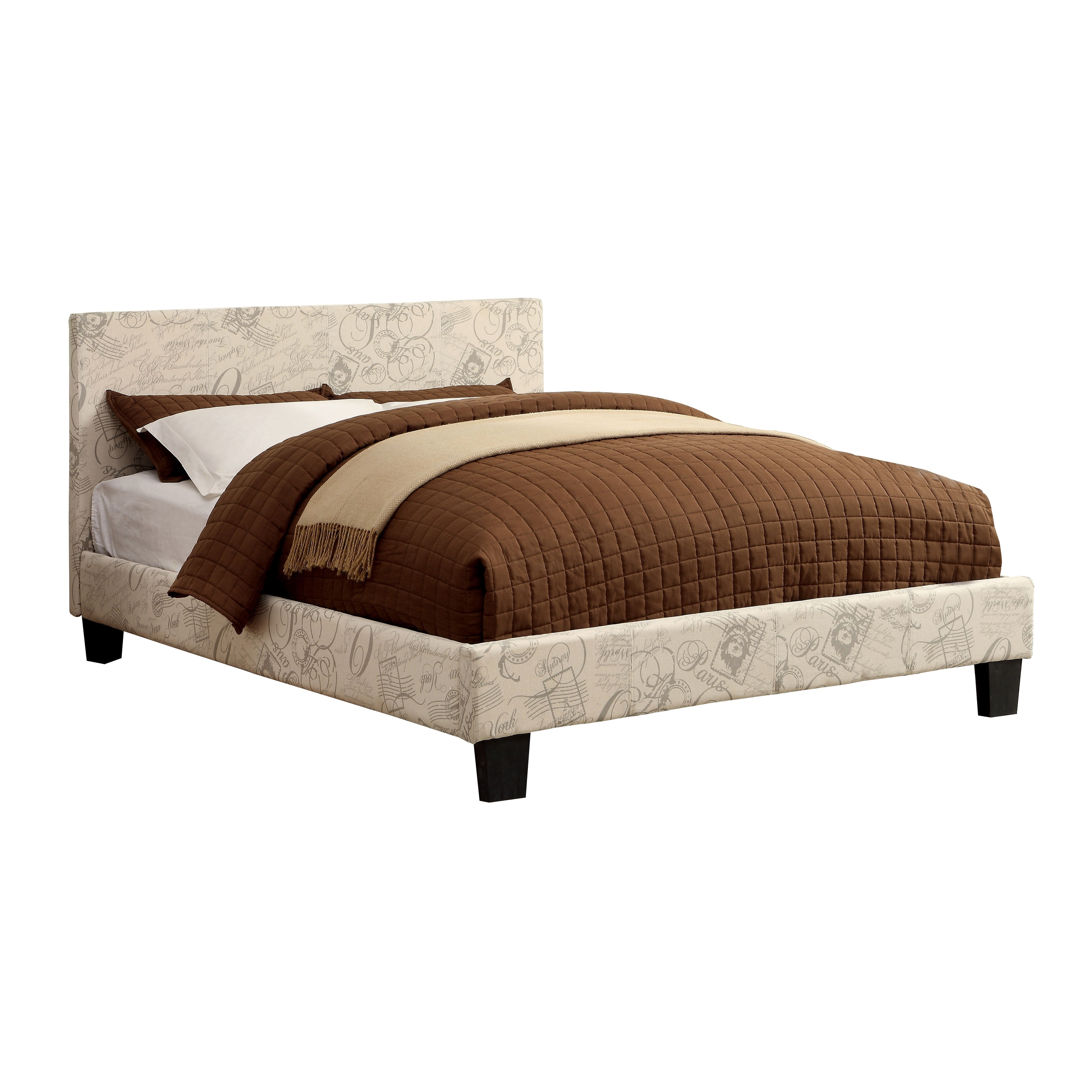 Anita III Contemporary Ivory Fabric Upholstered Platform Kids Bed Full