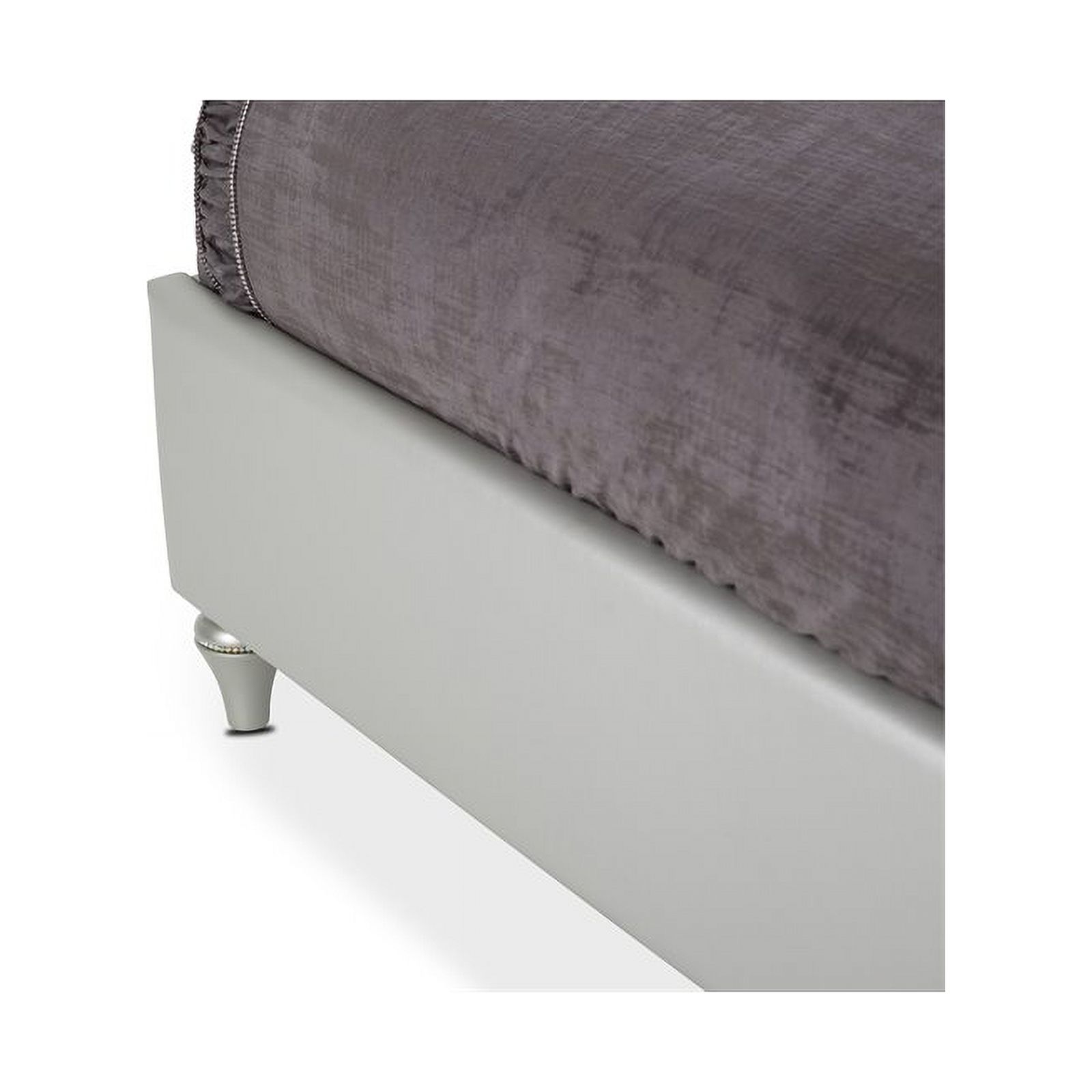 Maklaine Modern Wood/Vinyl Eastern King Upholstered Bed in Dove Gray