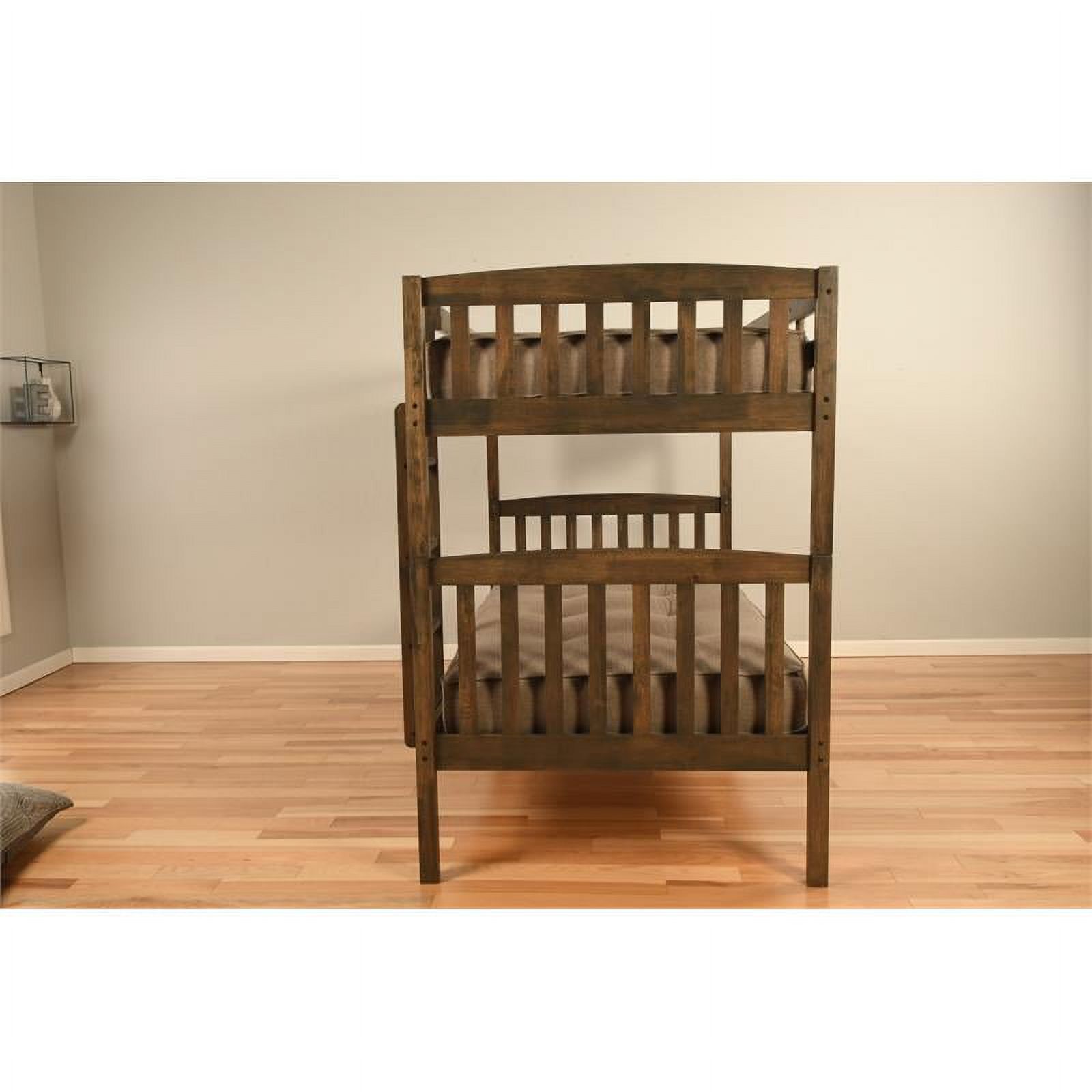 Kodiak Furniture Claire Twin/Twin Bunk Solid Wood Bed in Rustic Walnut