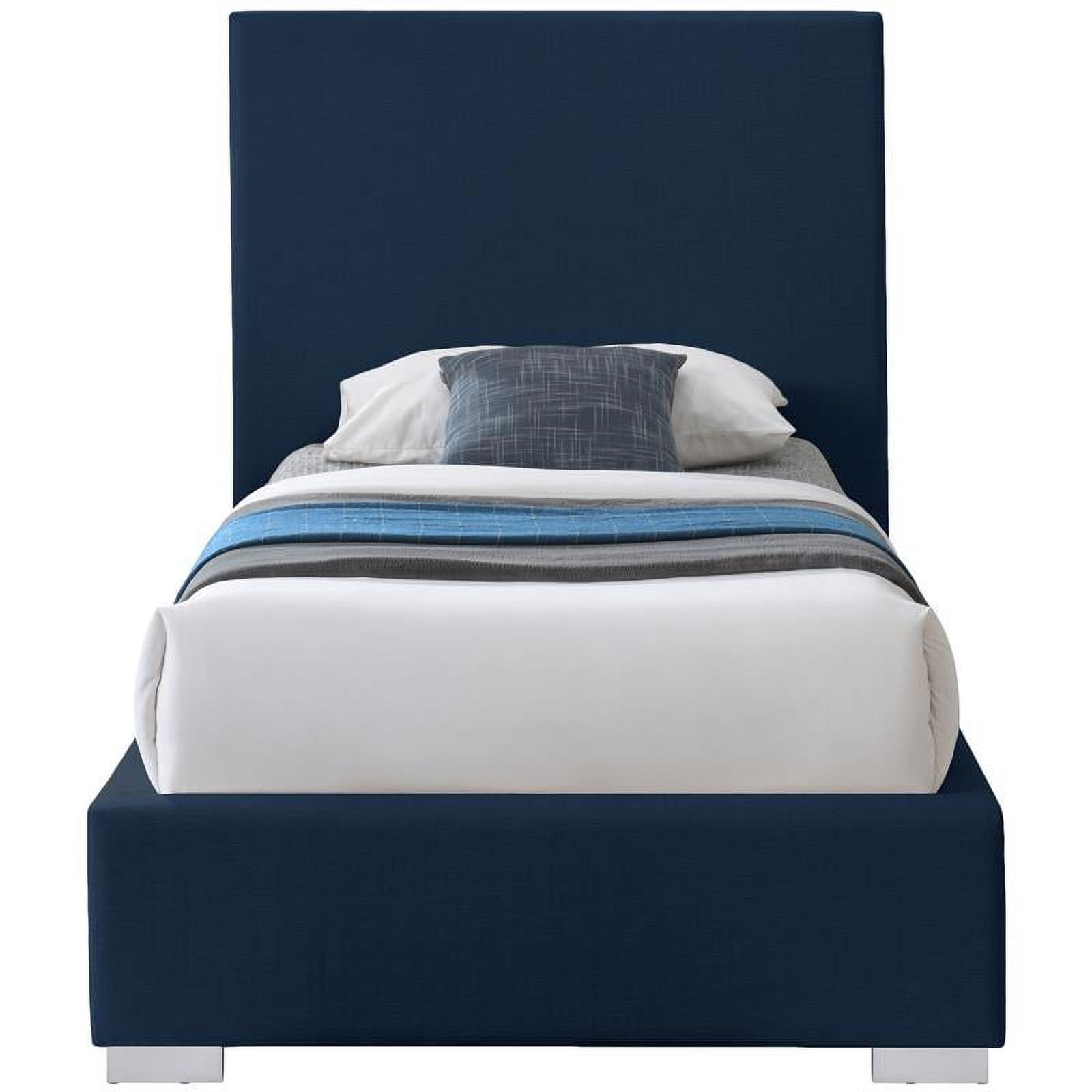 Meridian Furniture Crosby Navy Linen Textured Fabric Twin Bed