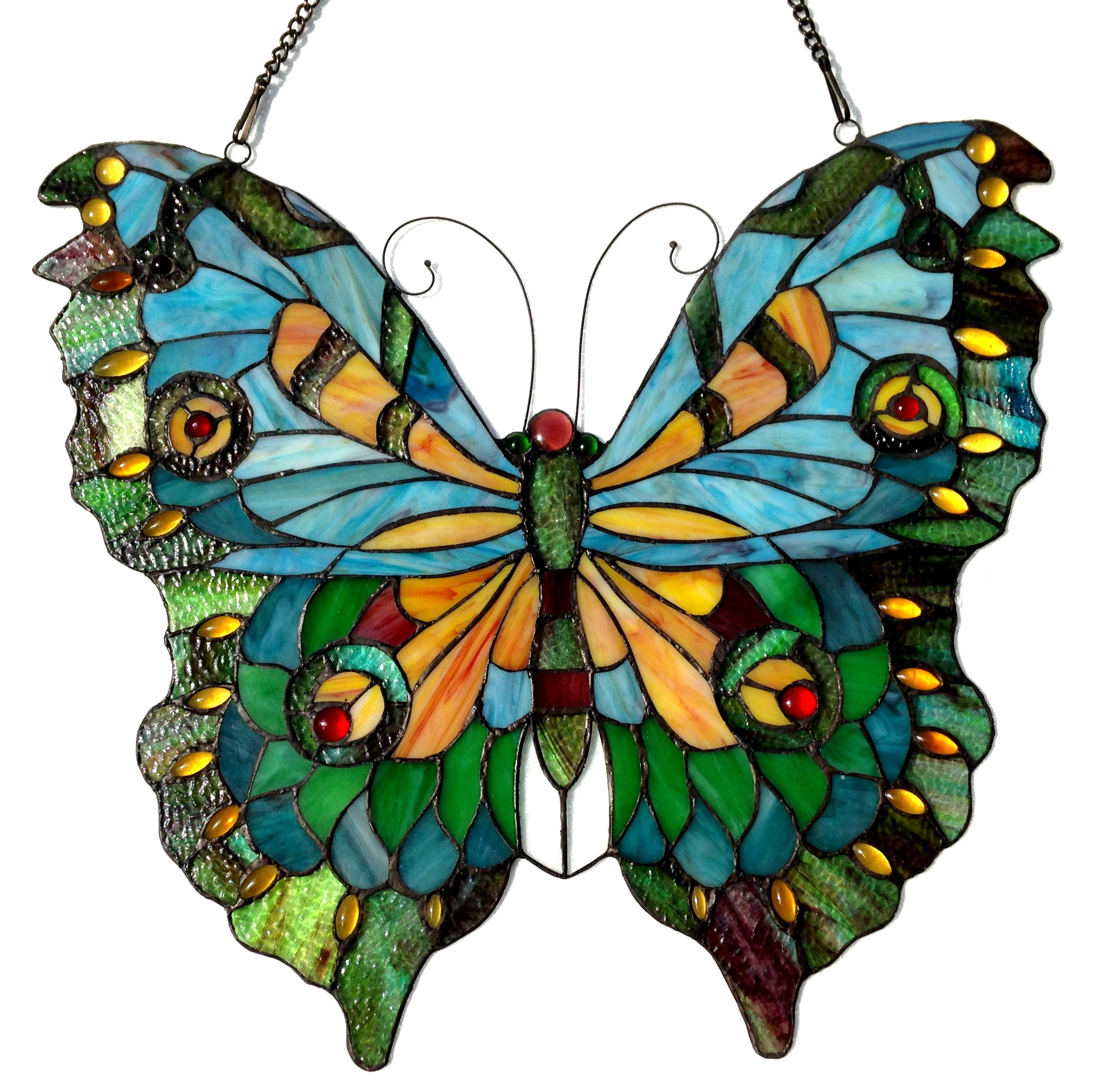 RADIANCE Goods Tiffany-Glass Butterfly Window Panel 21x20
