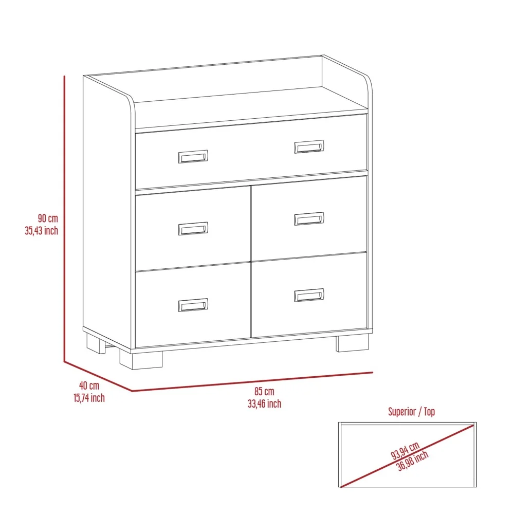5-Drawer Dresser Dark Brown