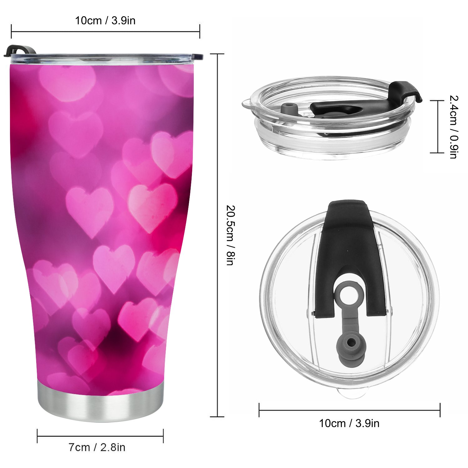 Hidove Stainless Steel Tumbler, Love Valentine Day Concept 30oz Leak Proof & Stainless Steel Bottle for Hot & Cold Drinks - Coffee Travel Mug, Water Metal Canteen, Thermal Cup