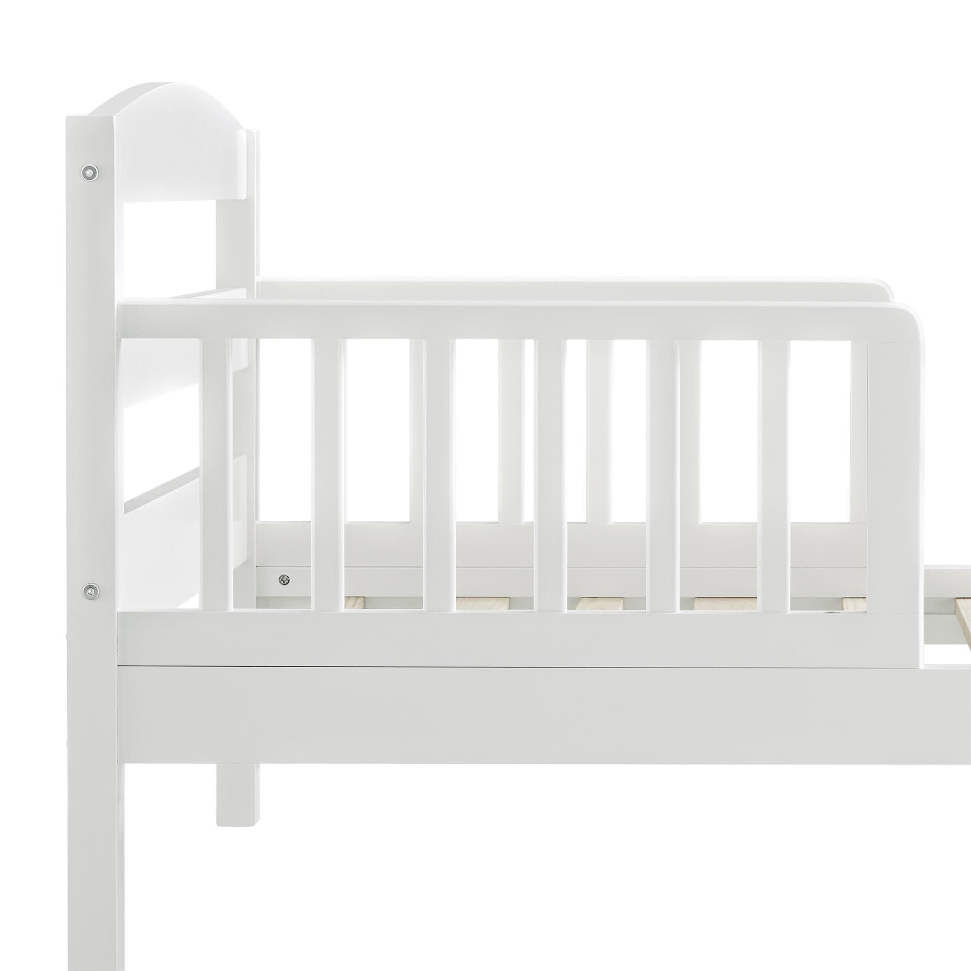 Baby Relax Jackson Kids Wood Toddler Bed with Safety Guardrails, White