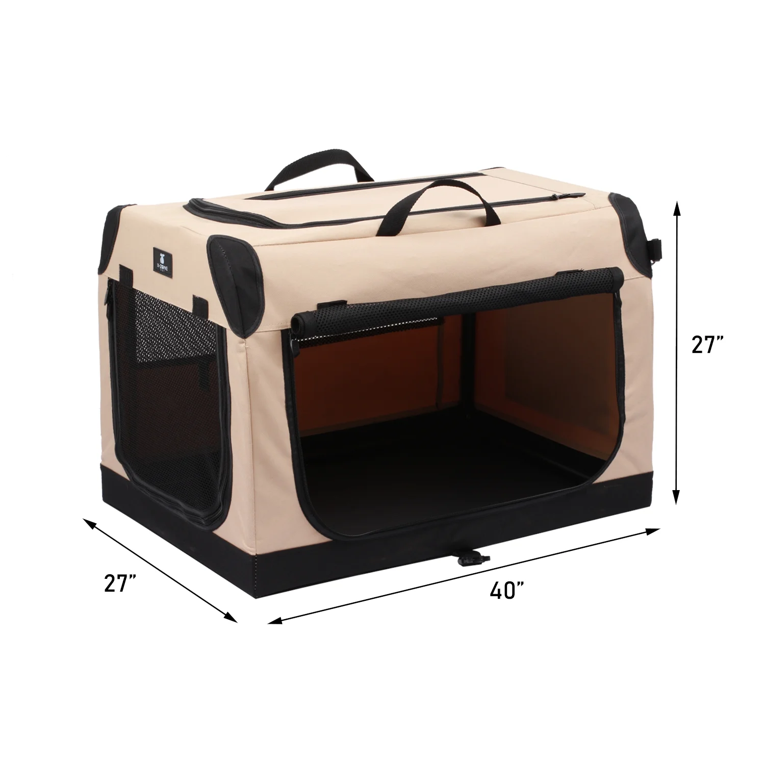 X-ZONE PET Foldable, Sturdy and Durable and Soft Dog Crate Pet Kennels with 3-Door for Dogs and Cats for Indoor&Outdoor Use in Multiple Sizes