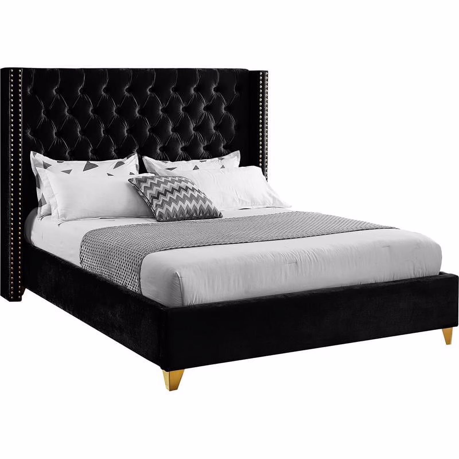 Meridian Furniture Barolo Black Velvet King Bed