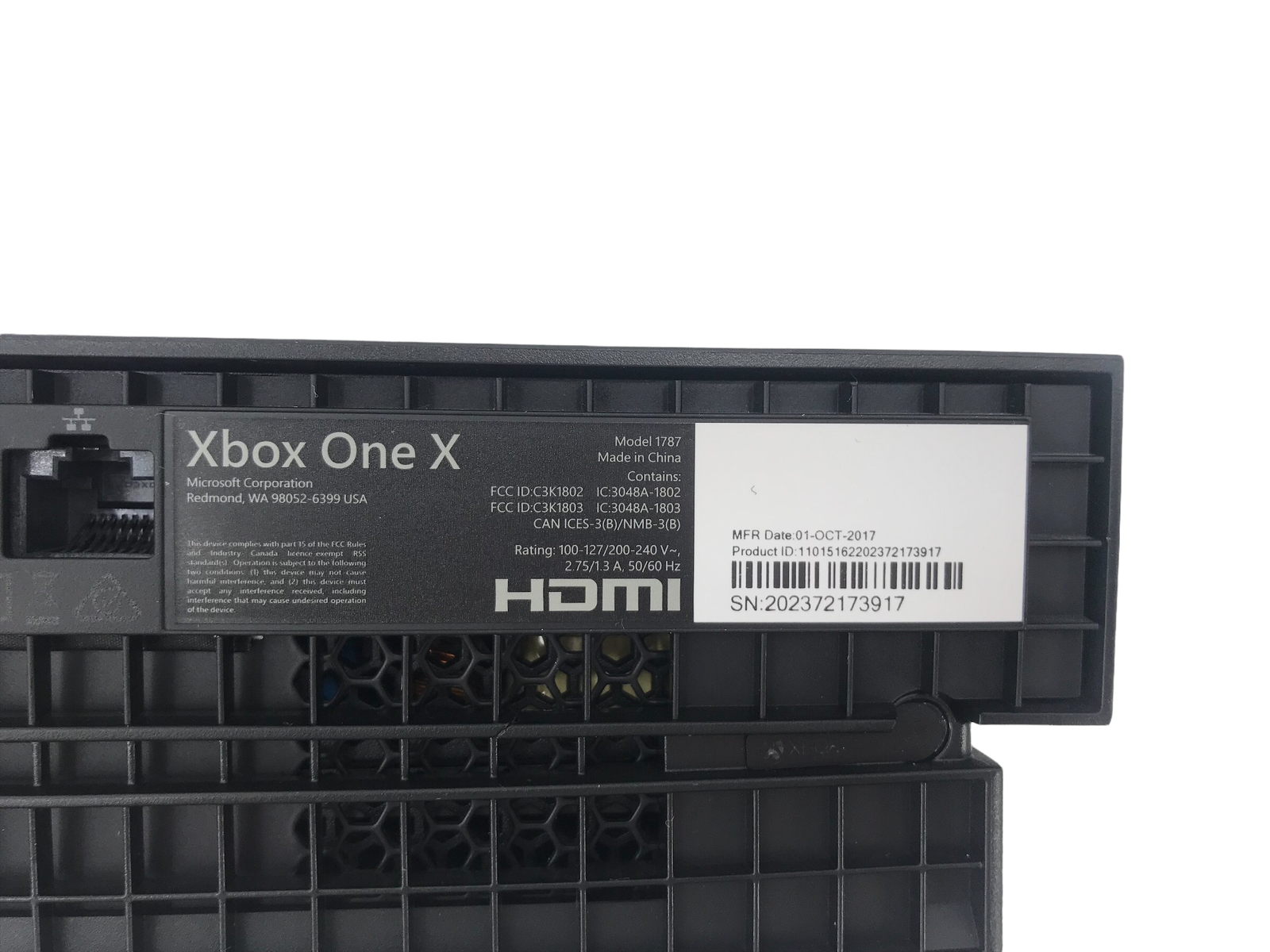 Microsoft Xbox One X 1787 Console 1TB, 50/60Hz, 200-240V Black #U8978 Used