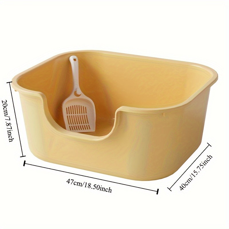 Anti-Splash Open Top Cat Litter Box with Free Shovel - Ideal for Cats Under 30 lbs.