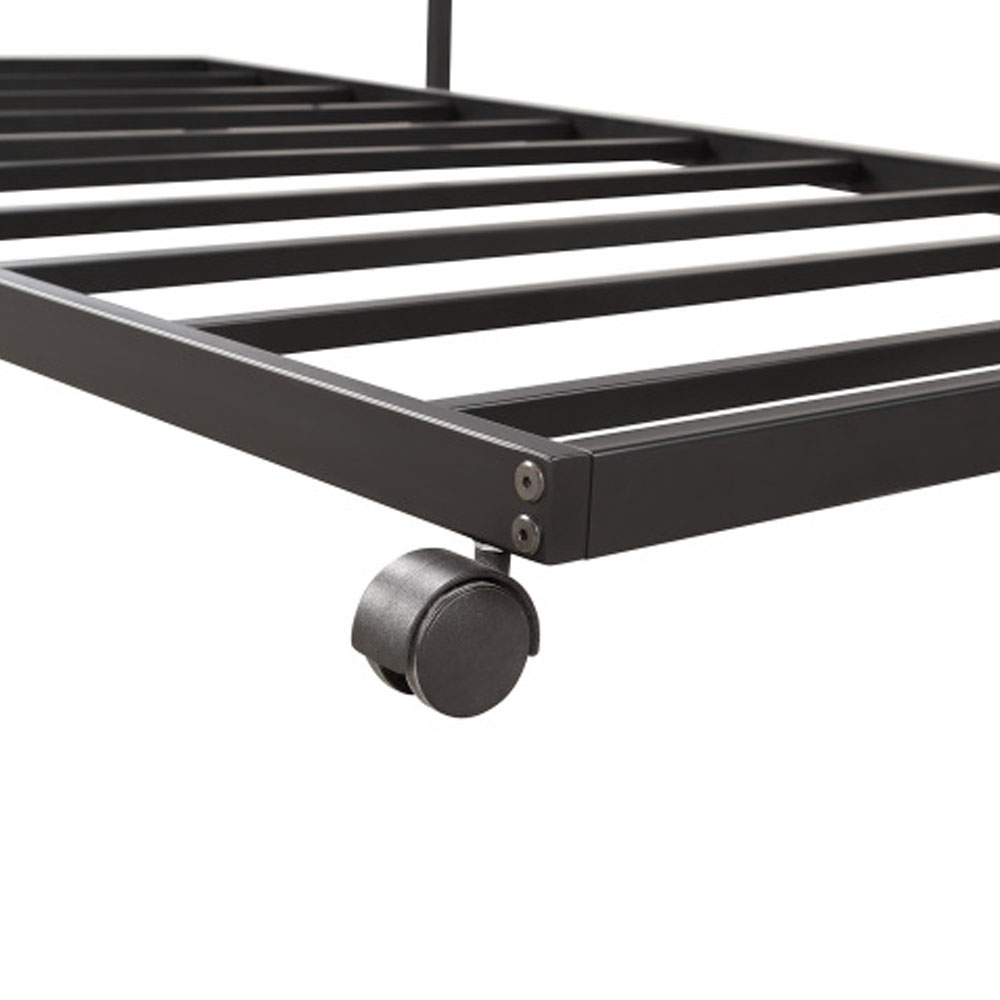 Twin Daybed with Trundle Multifunctional Metal Lounge Daybed Frame - Black
