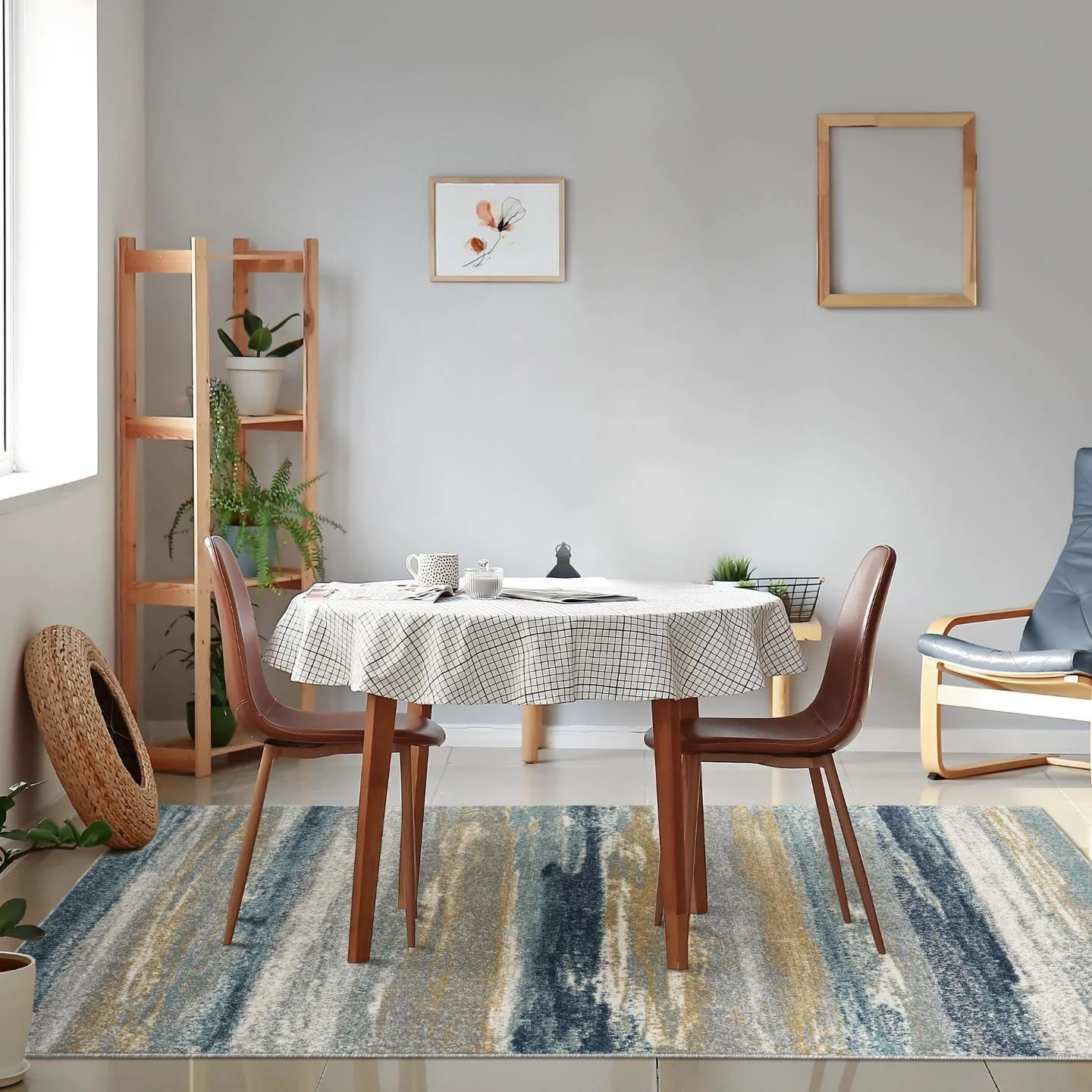 Luxe Weavers Lagos Collection 7501 Yellow and Blue 9x12 Abstract Area Rug