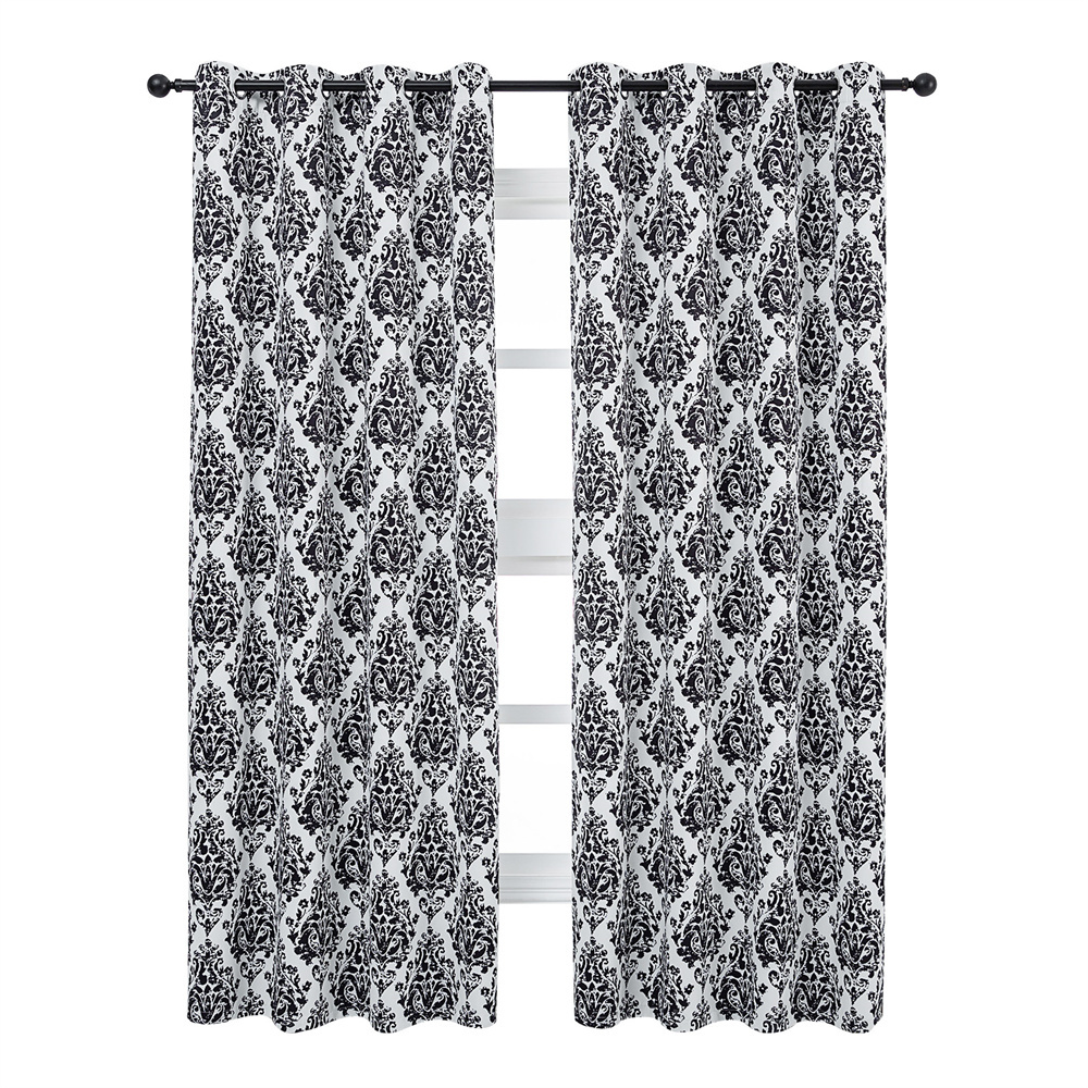 Anjee Blackout Curtains 63 inch with Vintage Damask Medallion Pattern, Grommet Top 2 Panels Room Darkening Drape,&nbsp;White