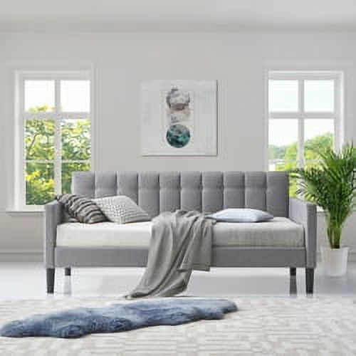 LuXeo Dana Twin Size Upholstered Day Bed in Gray Fabric