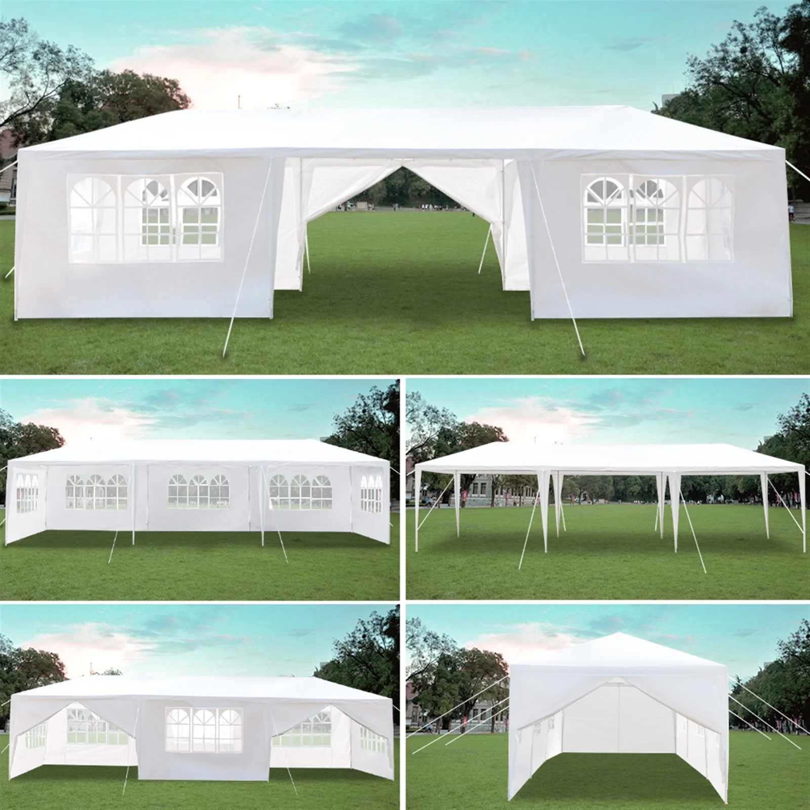 LEASEN 10'x30' Tents for Party 8 Sides Two Doors Waterproof Tent with Spiral Tubes