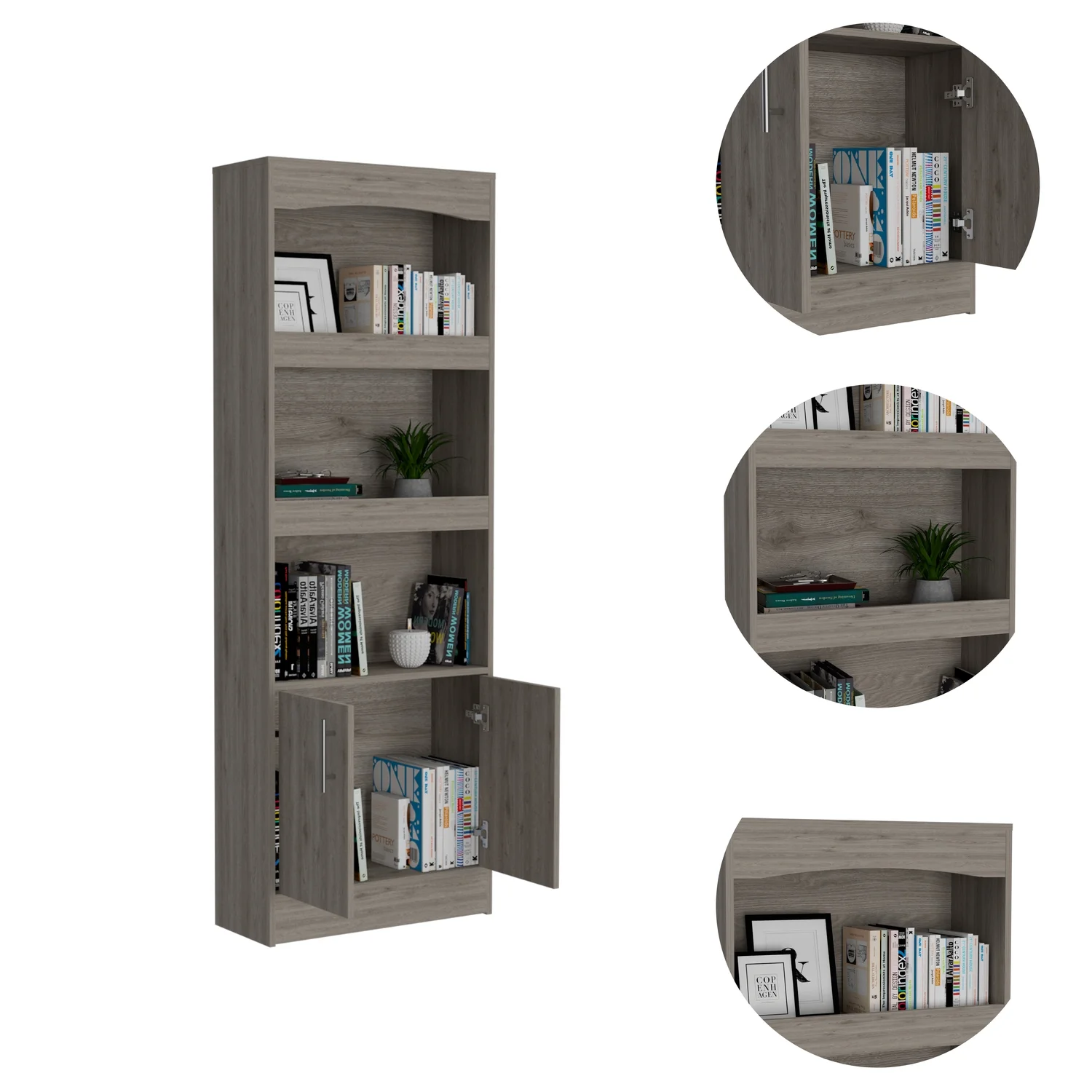 Austral 3 Door Armoire with Drawers, Shelves, and Hanging Rod