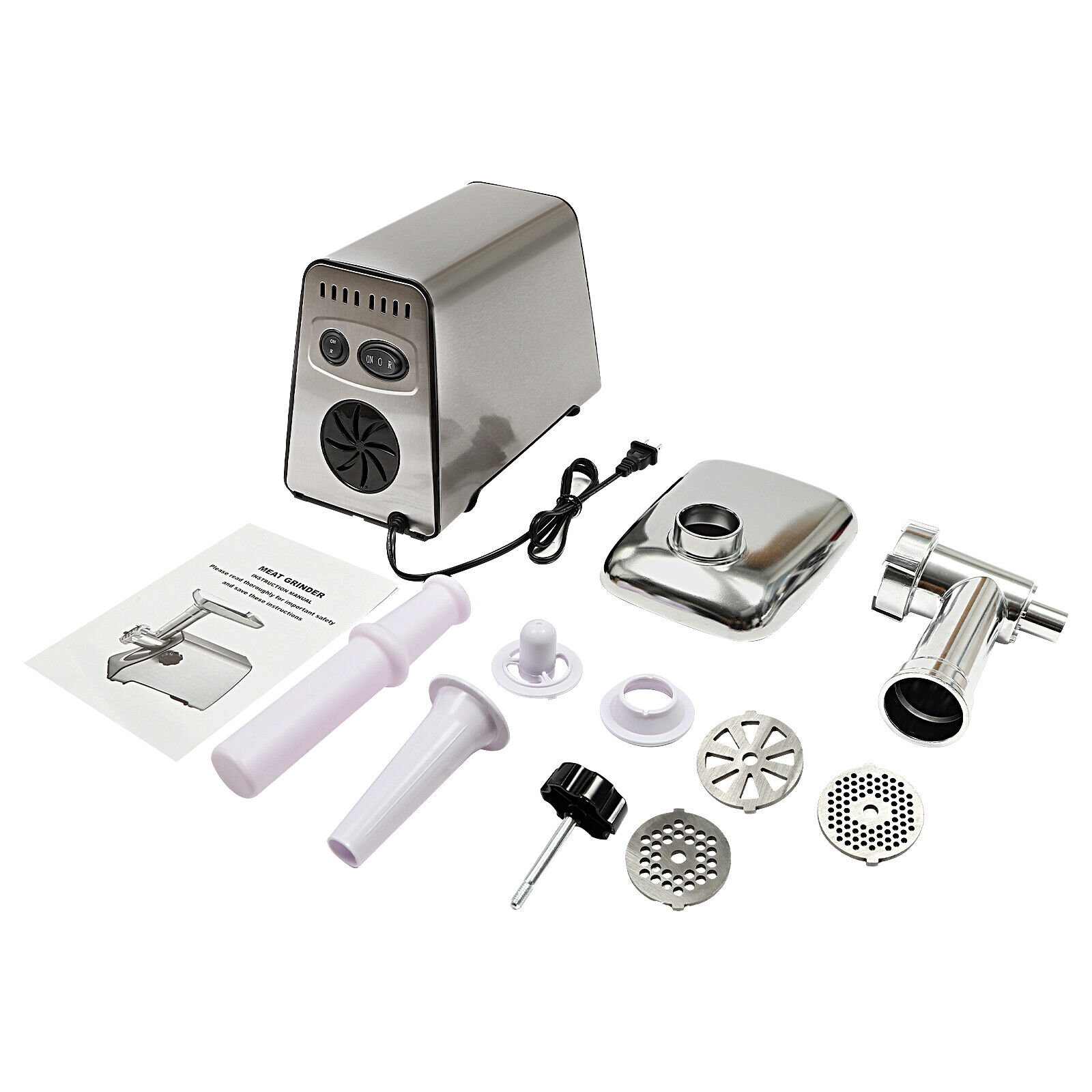 2.8KW Commercial Electric Meat Grinder Kitchen Sausage Maker Filler Stuffer Home Silver