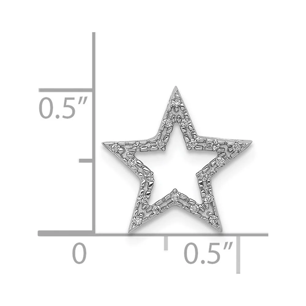 14k White Gold Small Diamond Star Chain Slide Pendant QPM5179-005-WA
