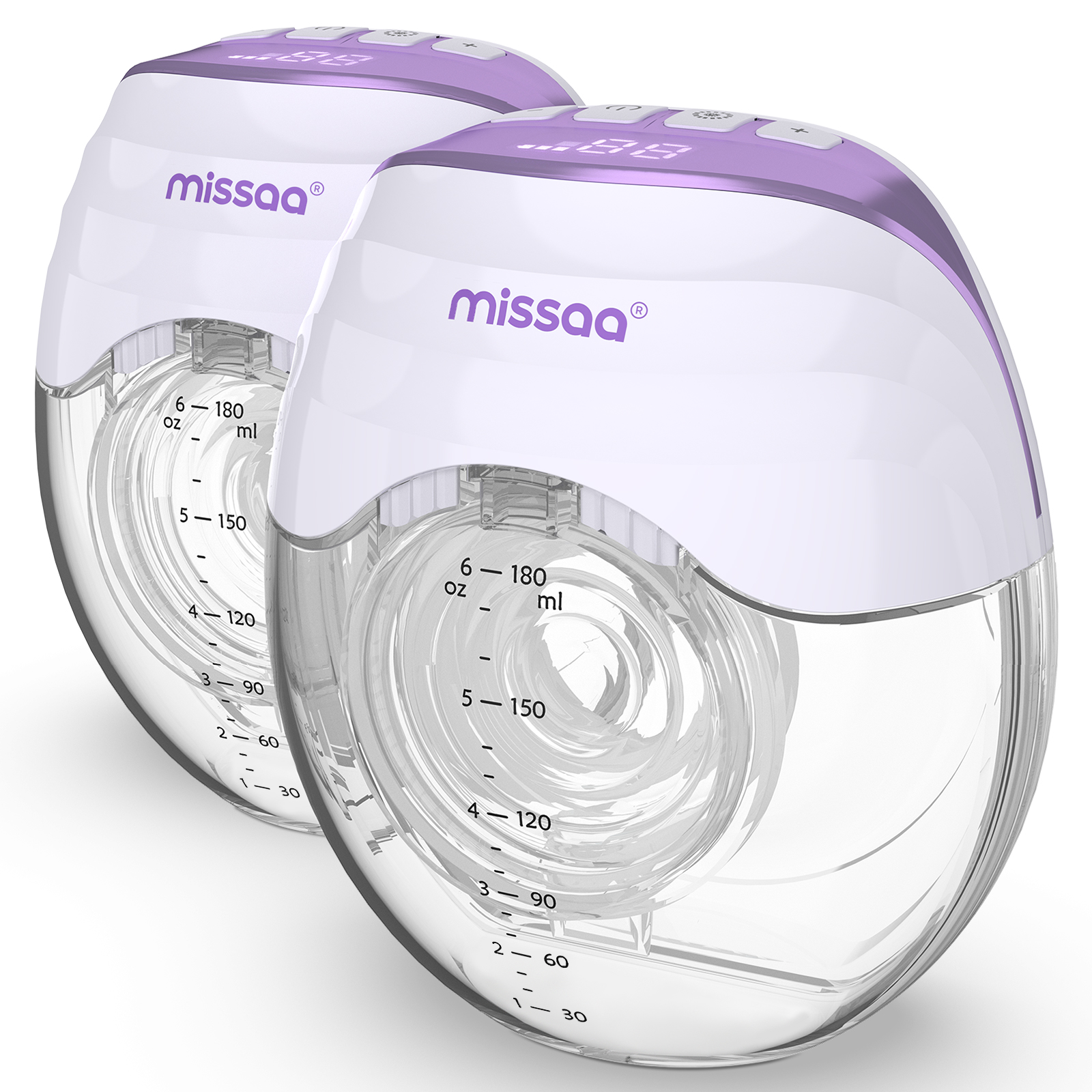 MISSAA Wearable Breast Pump Electric Portable Breast Pump Double Hand Free Breast Pump with 3 Modes & 8 Levels Fits for Most Size (13-27mm), Lavender