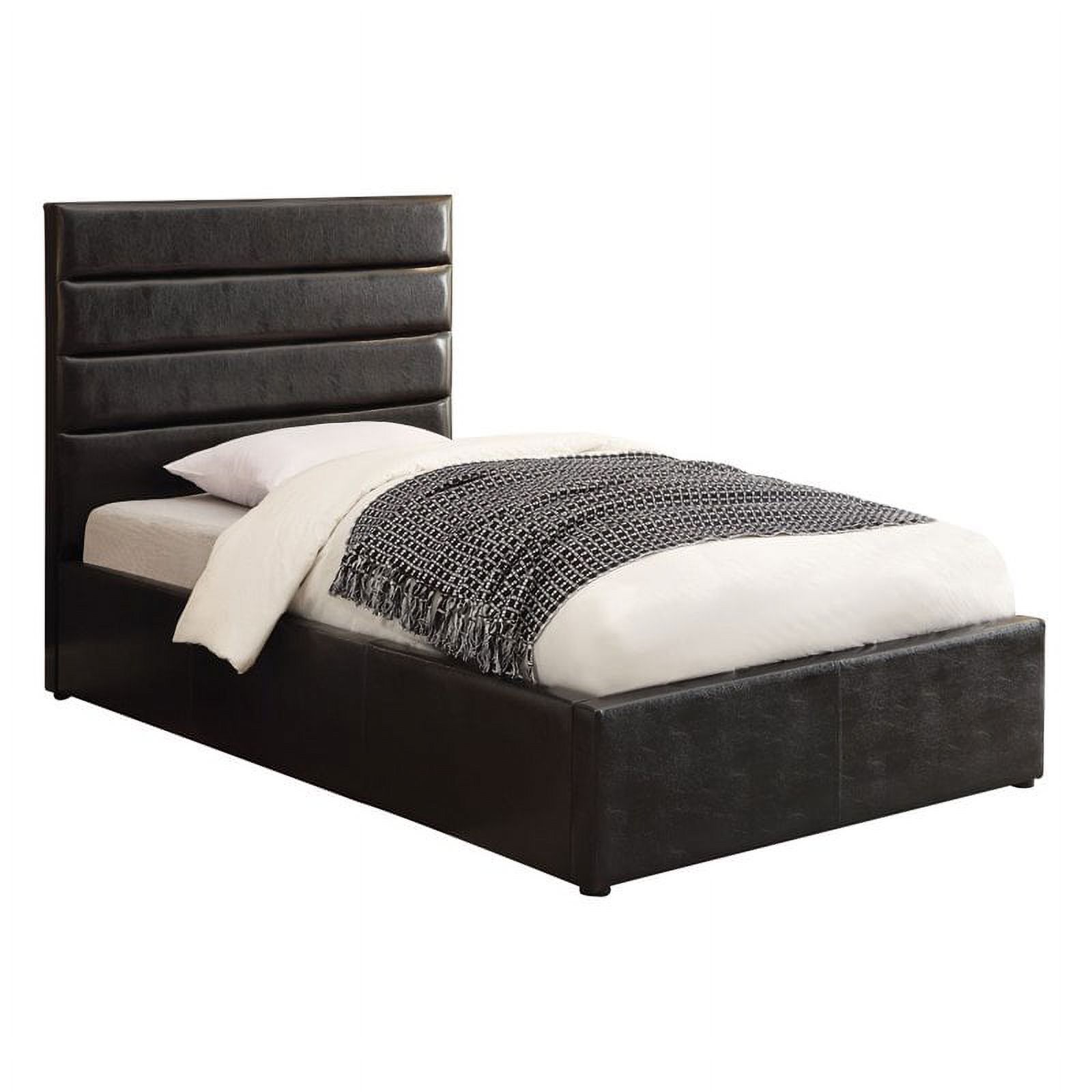 Stonecroft Furniture Davis Upholstered Full Storage Panel Bed in Black