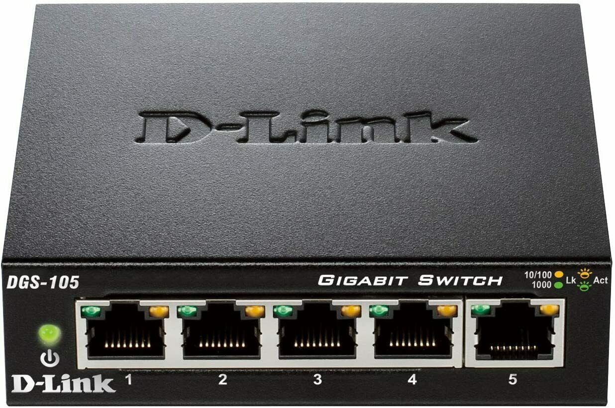 D-Link 5 Port Gigabit Unmanaged Metal Desktop Ethernet Switch DGS-105