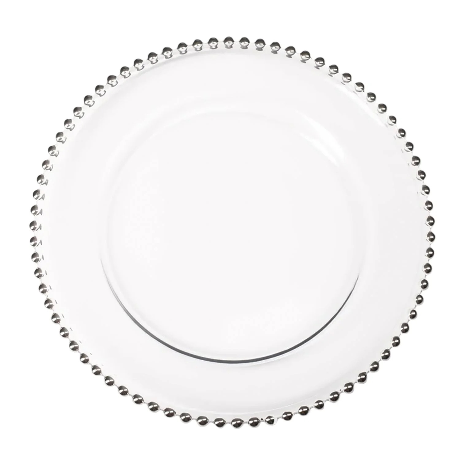6 Pack | Silver Beaded Plastic Charger Plates