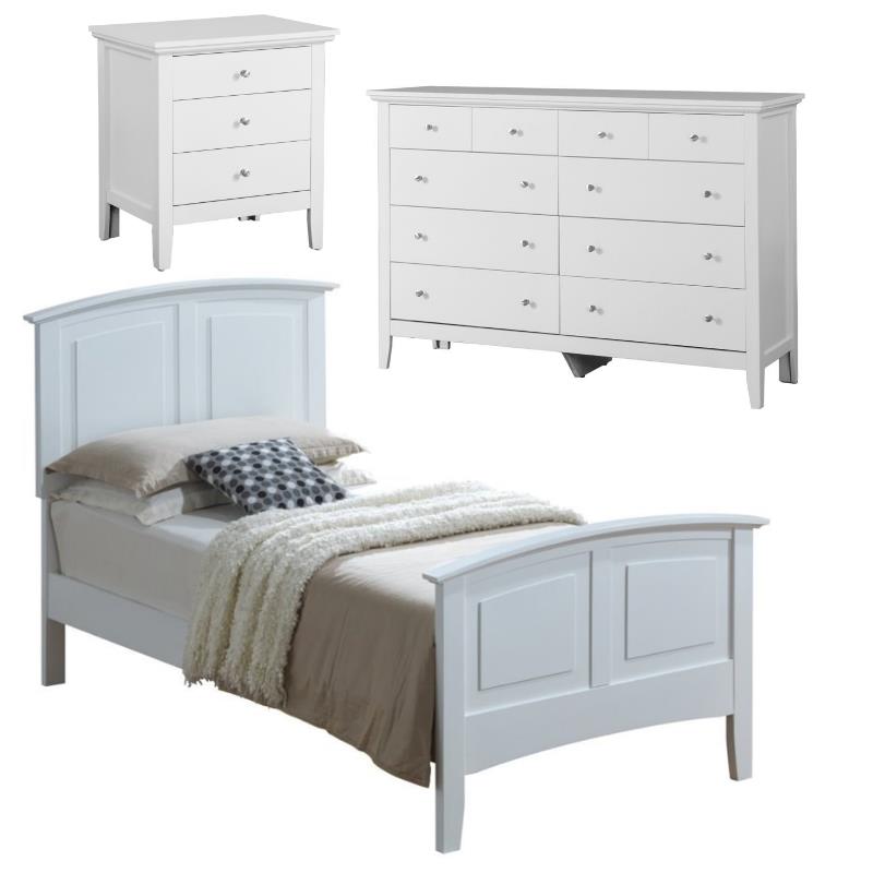 Home Square 3-Piece Set with Twin Panel Bed Dresser & 3-Drawer Nightstand