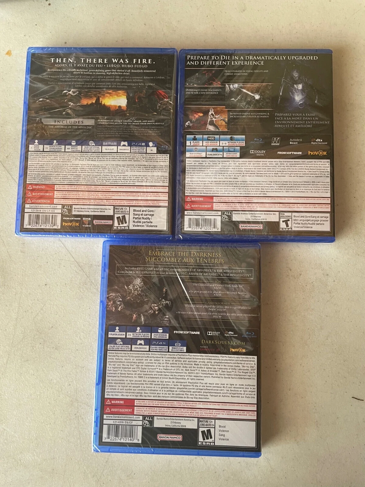 Dark Souls Trilogy PS4 Sony PlayStation 4 Brand New Factory Sealed All DLCs US