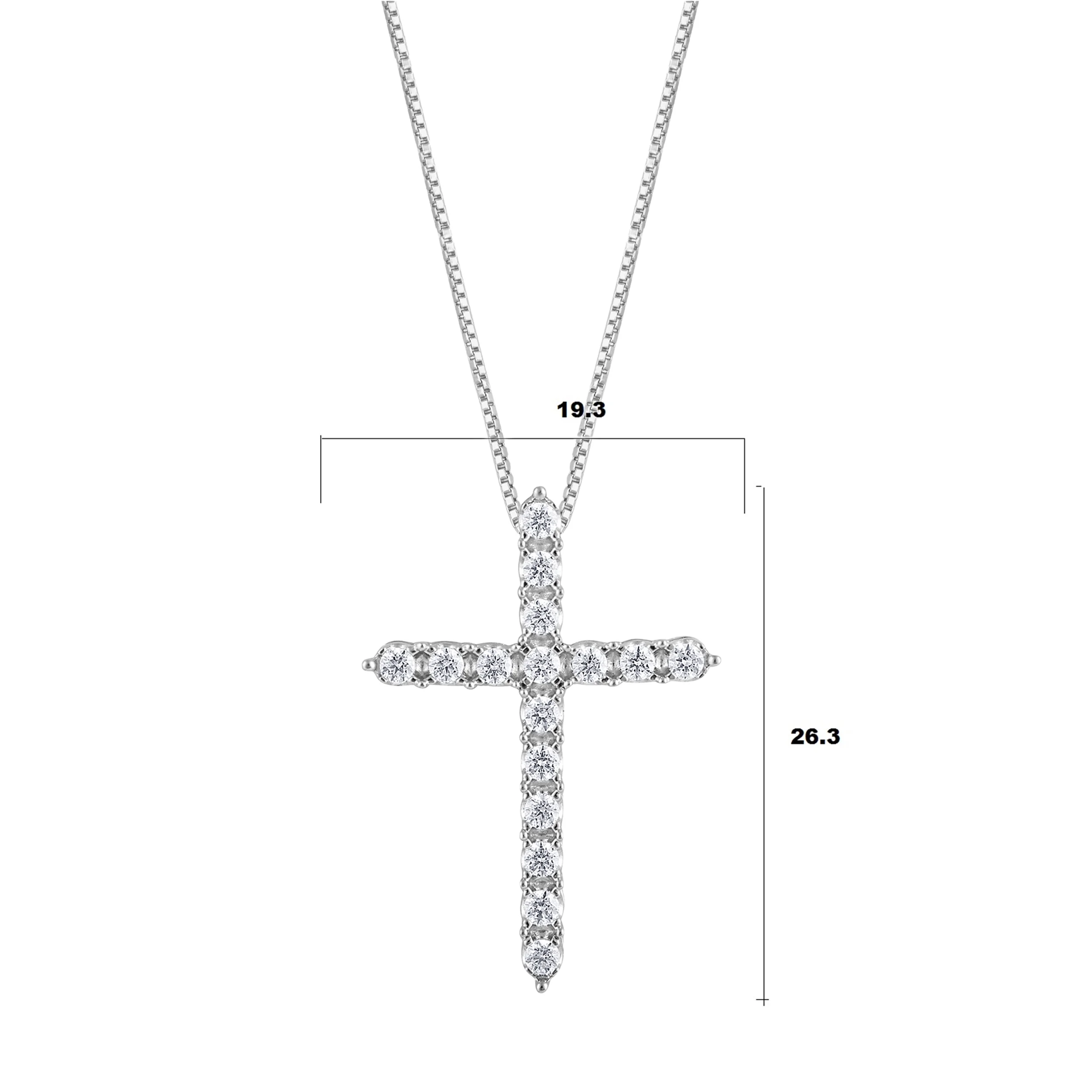 Unique Moments 1/2 Carat Round Lab Grown Diamond Cross Pendant Necklace in Sterling Silver (J-SI-I1)