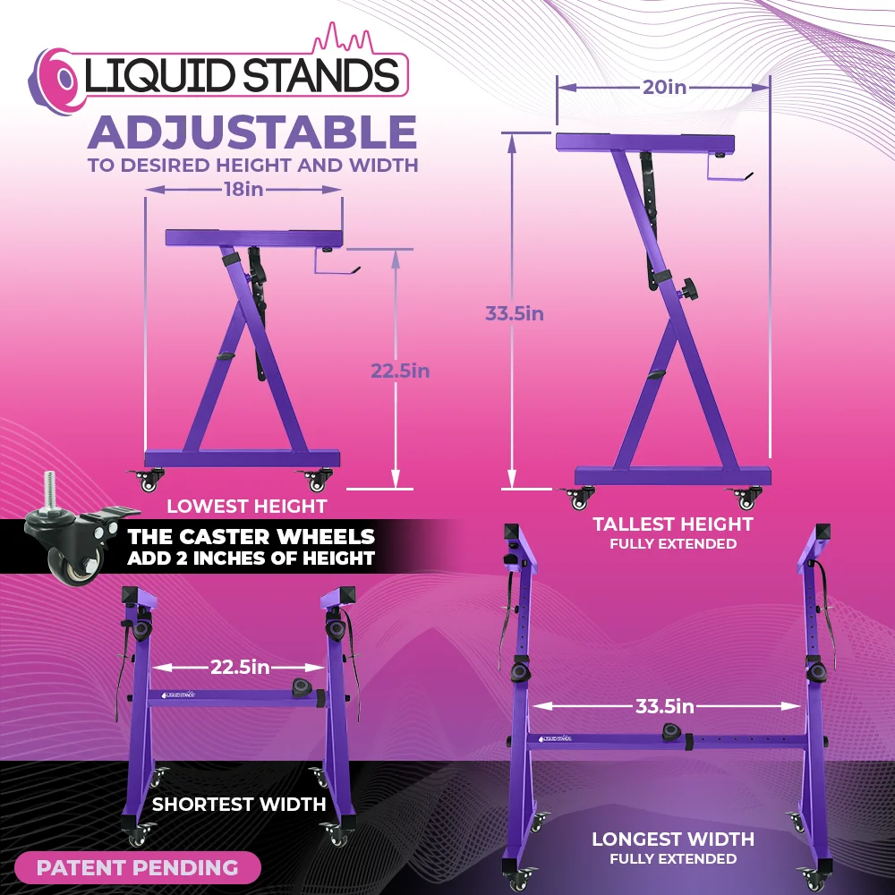 Liquid Stands Piano Keyboard Stand w/ Wheels - Z Style Adjustable and Portable Heavy Duty Music Stand for Kids and Adults -Fits 54-88 Key Electric Pianos - Purple Sturdy Musical Keyboard Stand