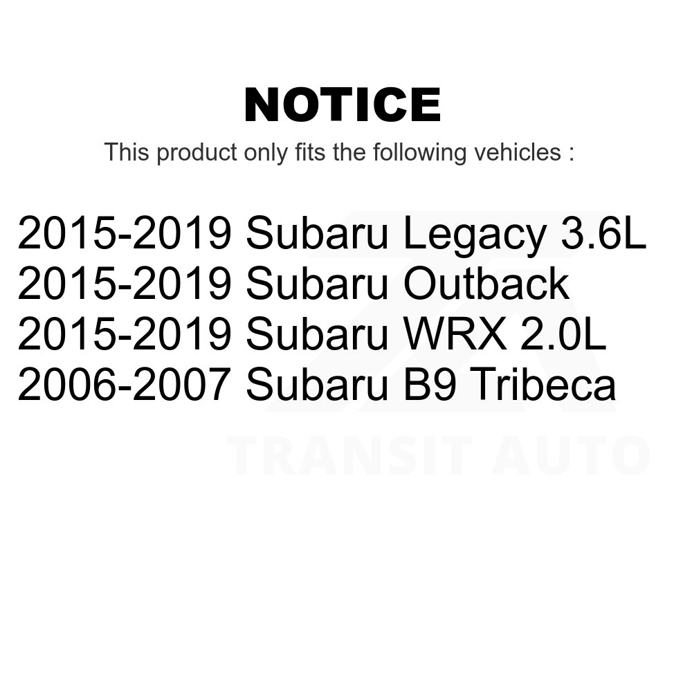 Transit Auto - Front Hub Bearing Assembly With Disc Brake Rotors And Ceramic Pads Kit For Subaru Outback Legacy WRX B9 Tribeca KBB-100665