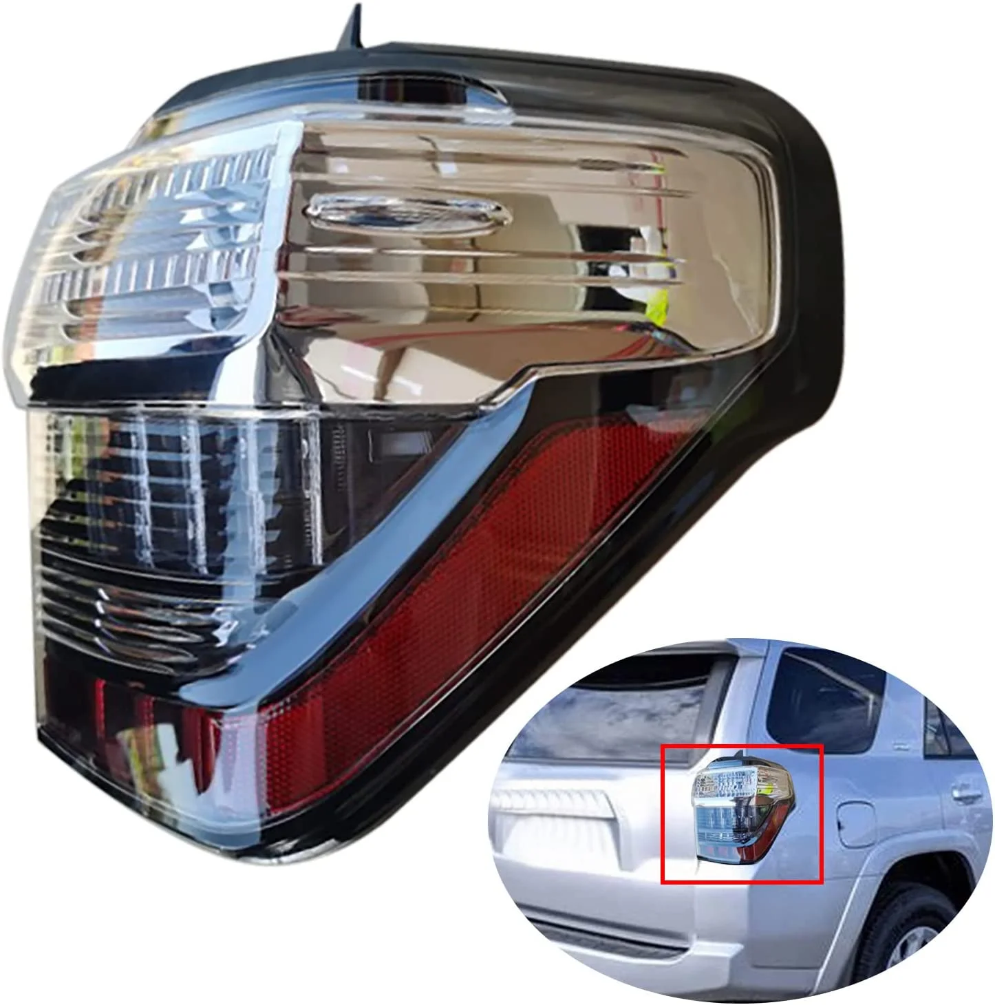 DENEST For 2014 2015 2016 2017 2018 2019 2020 2021Toyota 4Runner Led Tail Lights Lamps Assembly Tail Lamp Brake Light Chrome Housing Rear Tail Lights - Passenger Side