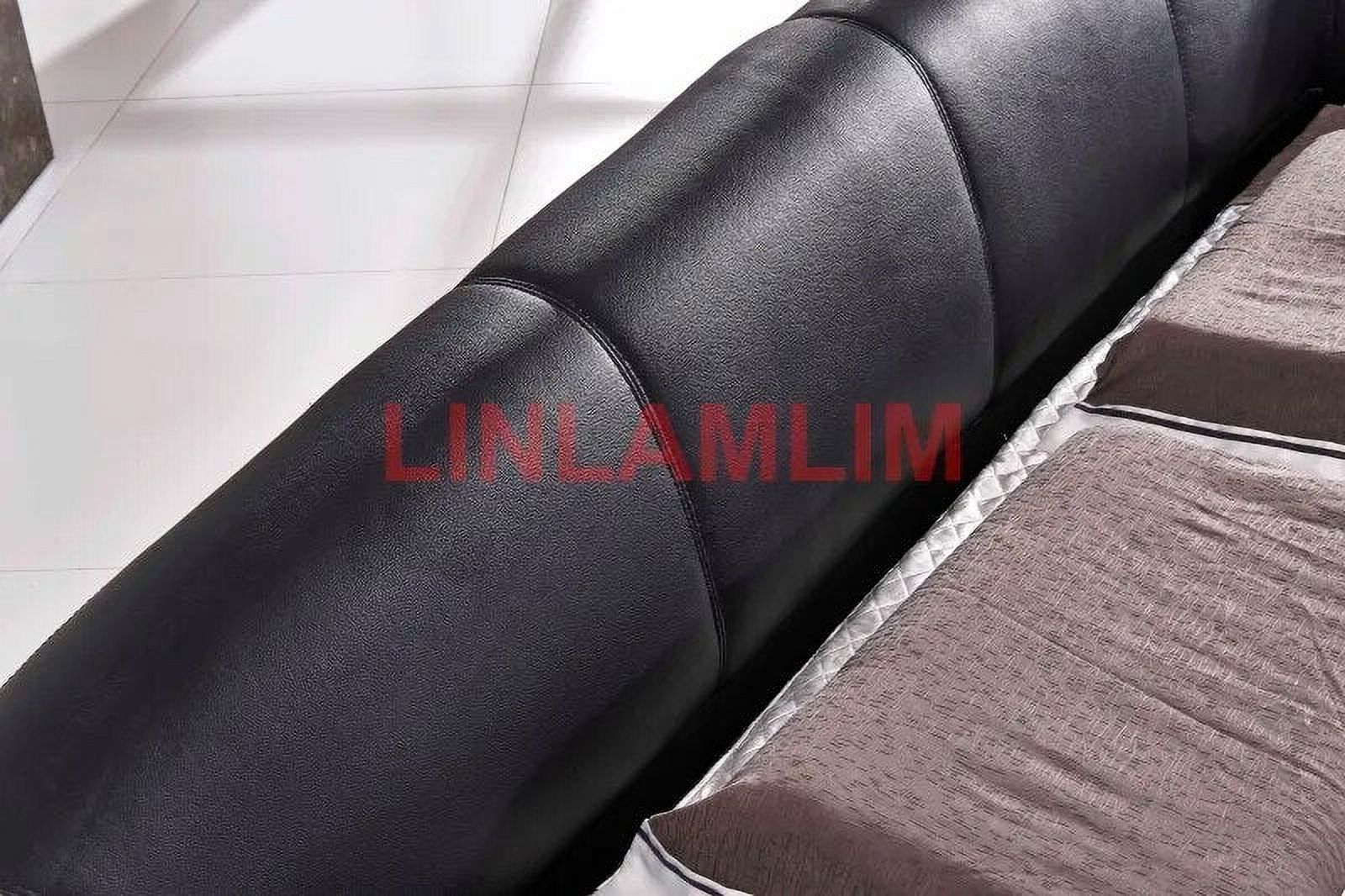 Linlamlim LED light round BED frame camas genuine leather bed кровать двусп&