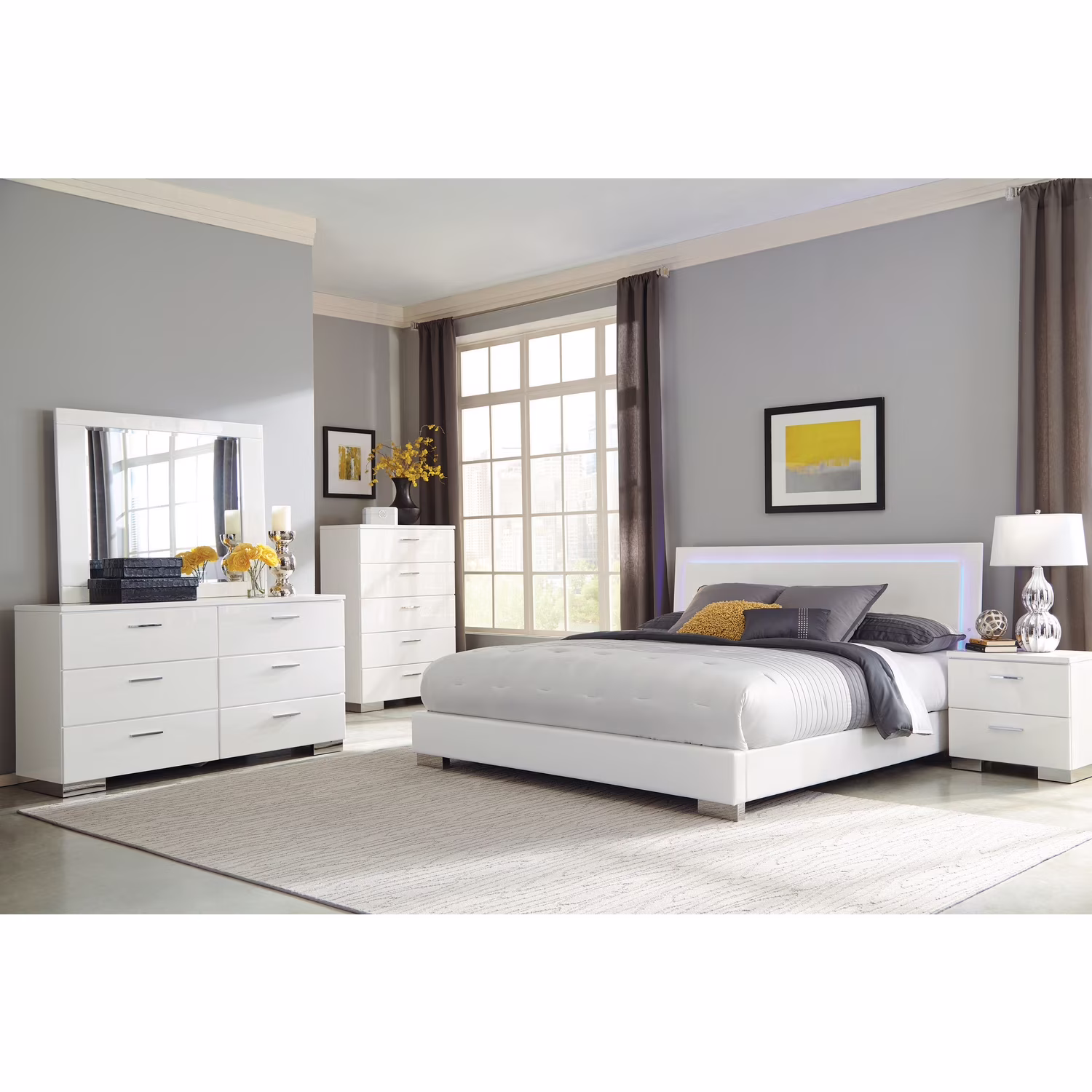 Coaster Felicity 5-Piece Faux Leather California King Bedroom Set in White
