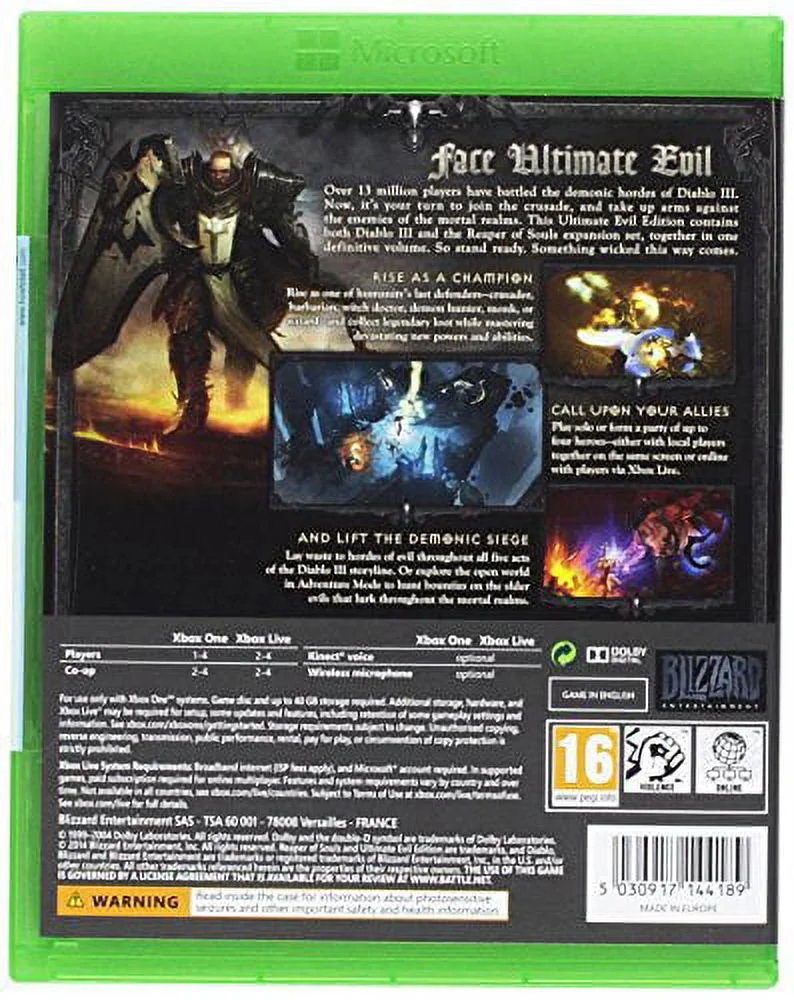 Diablo III (3) Reaper of Souls Ultimate Evil Microsoft XBox One Game