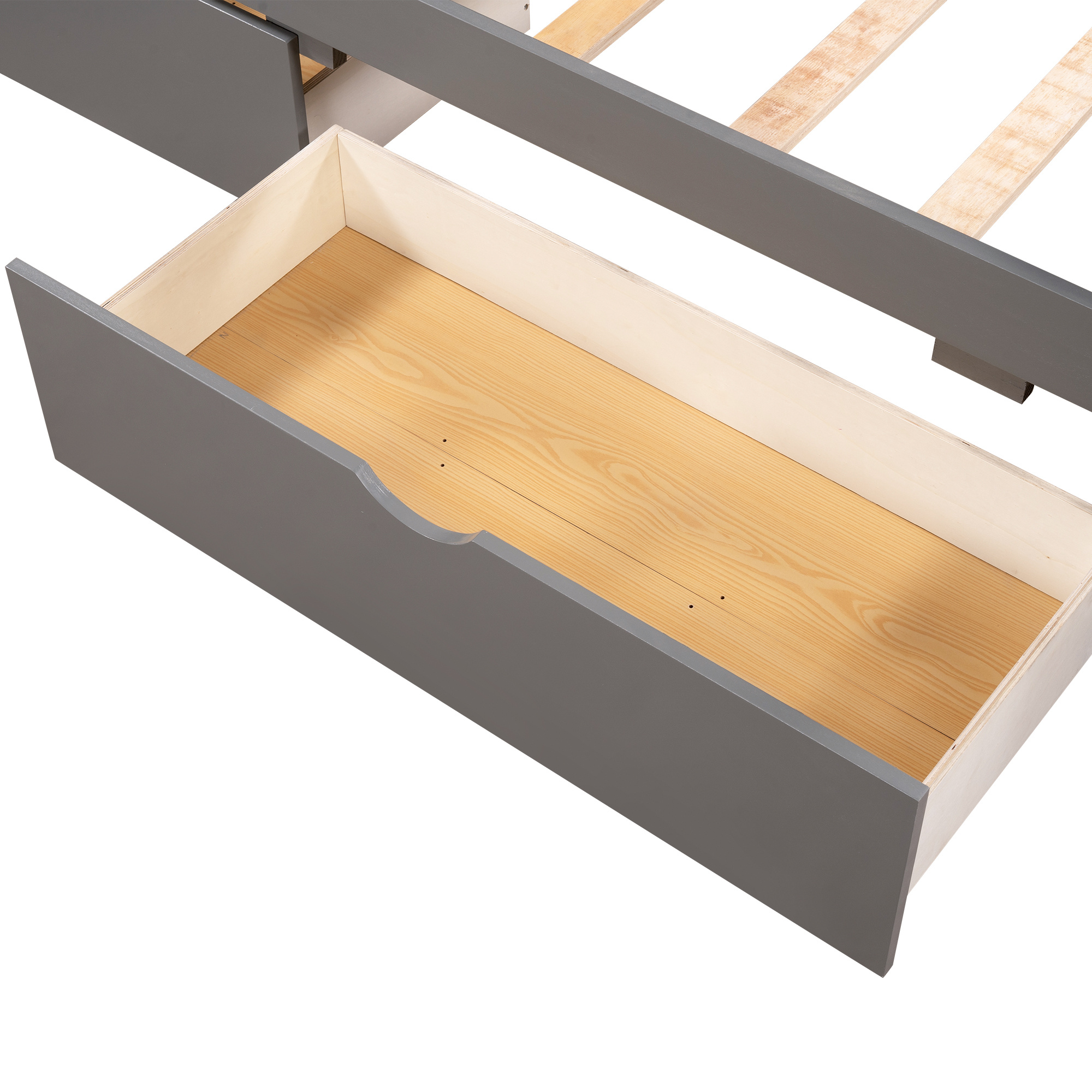 LANTRO JS Daybed with Two Pull out Drawers and Roof, House Bed Frame for Kids, Twin Size, Gray