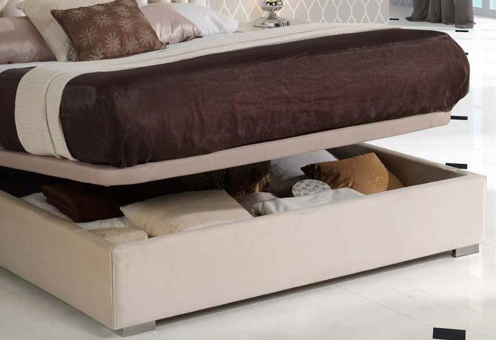 Ivory Premium Microfiber Upholstery Queen Size Bed Made in Spain ESF Adagio