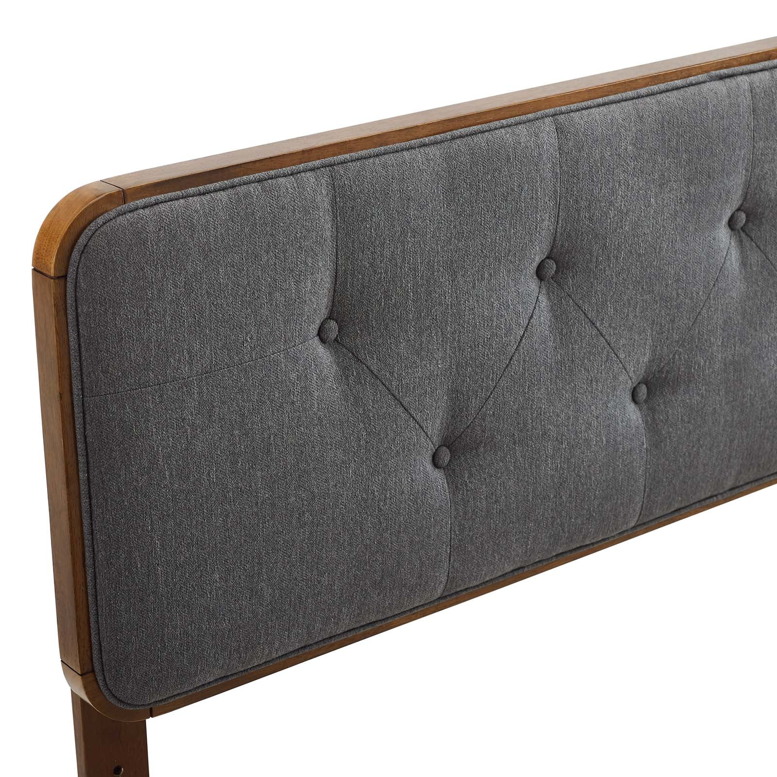 Modway Collins Tufted Queen Fabric and Wood Headboard in Walnut Charcoal